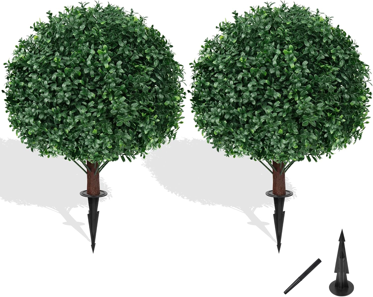 Grooy Artificial Boxwood Topiary Ball Tree Set of 2
