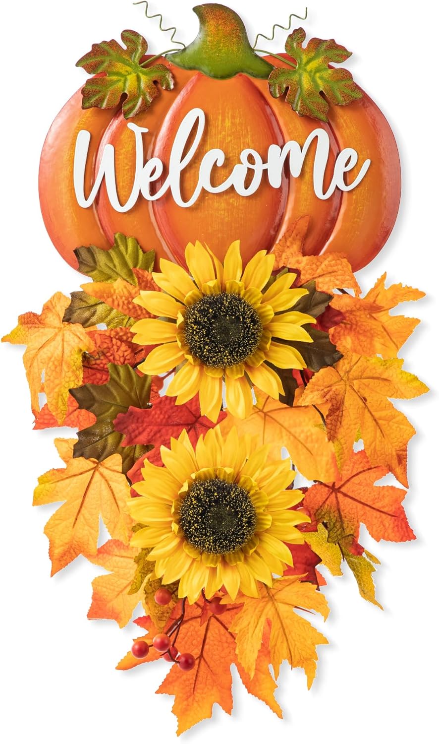 Glitzhome 225 Inch Fall Metal Pumpkin Sunflower Wall Decor