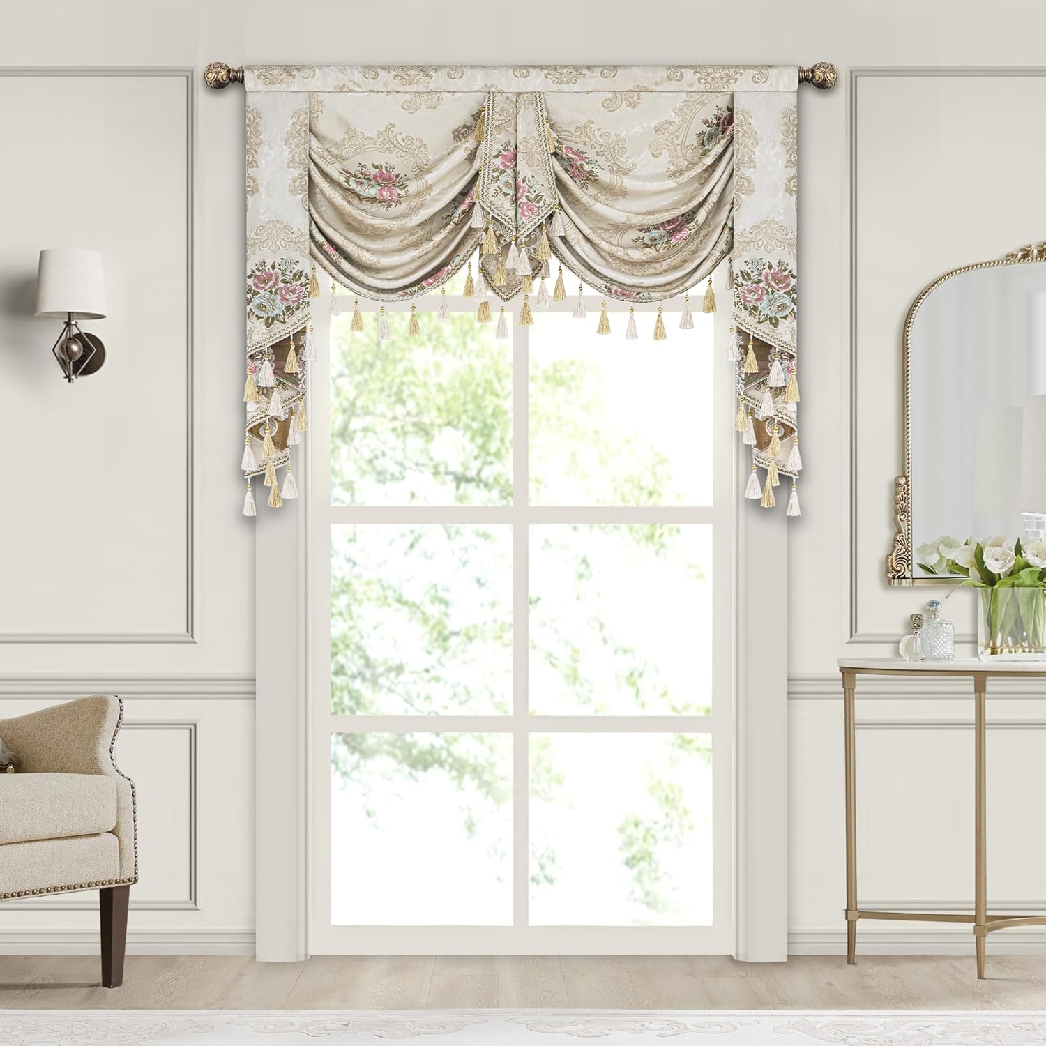 Loom And Mill Luxury Waterfall Valance Valance With Tassels