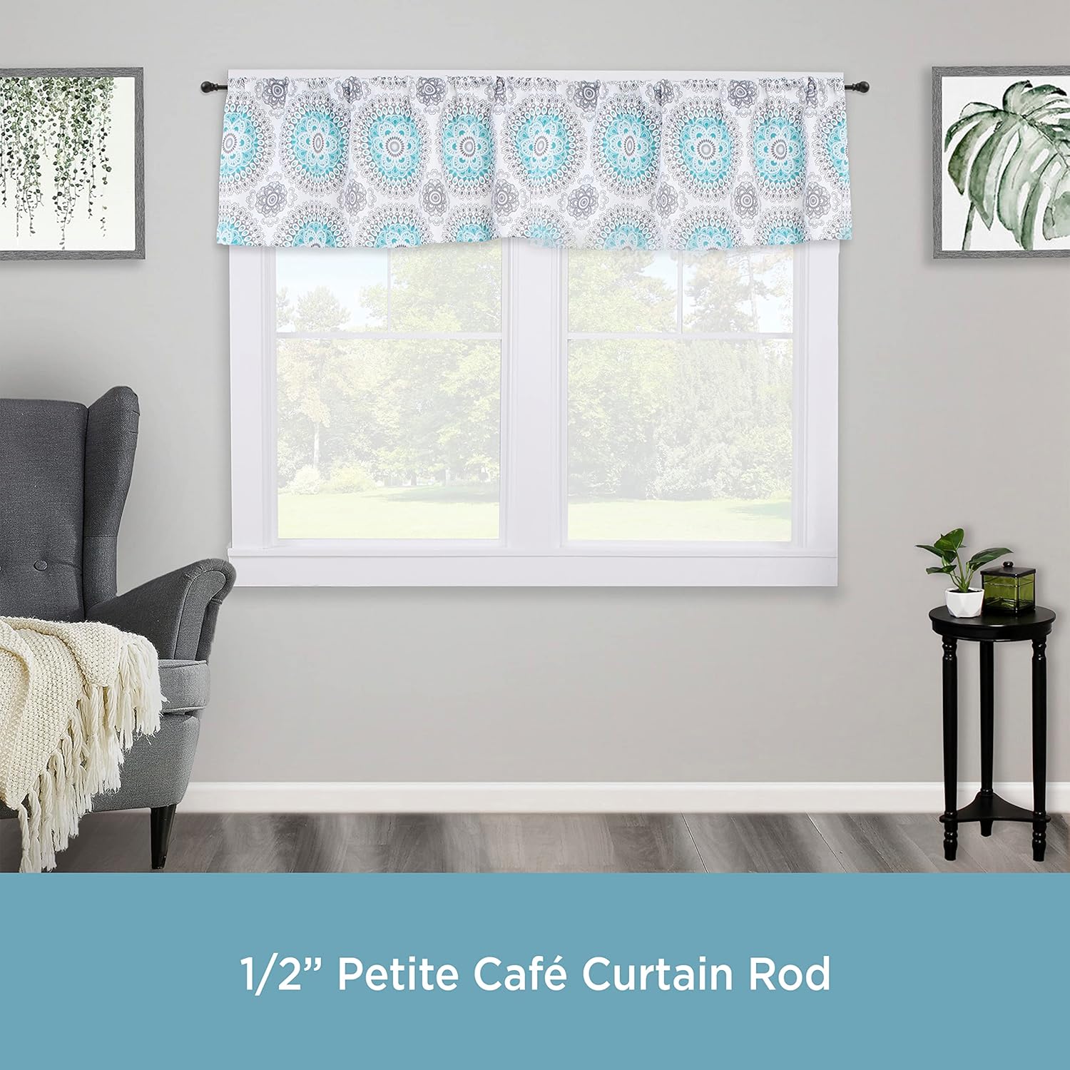 Kenney KN55929 Petite Caf Curtain Rod with Decorative Balls