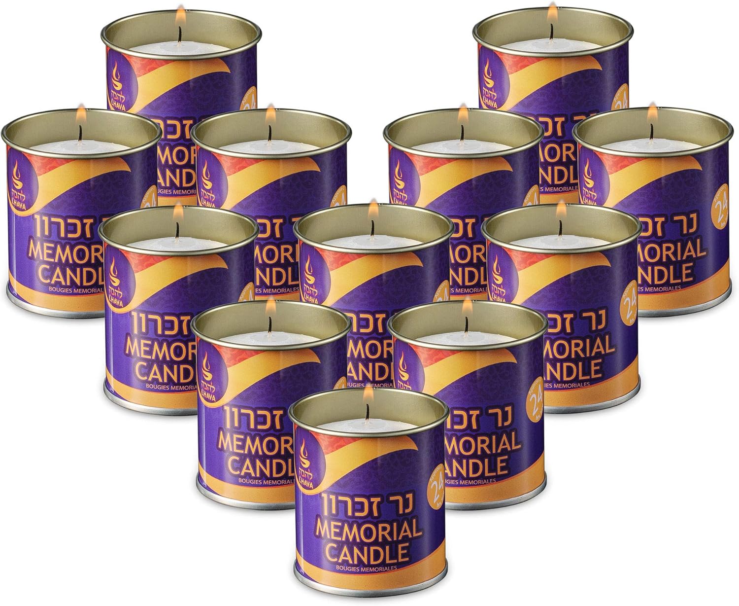 Tribello 1 Day Yahrzeit Memorial Candles 12 Pack
