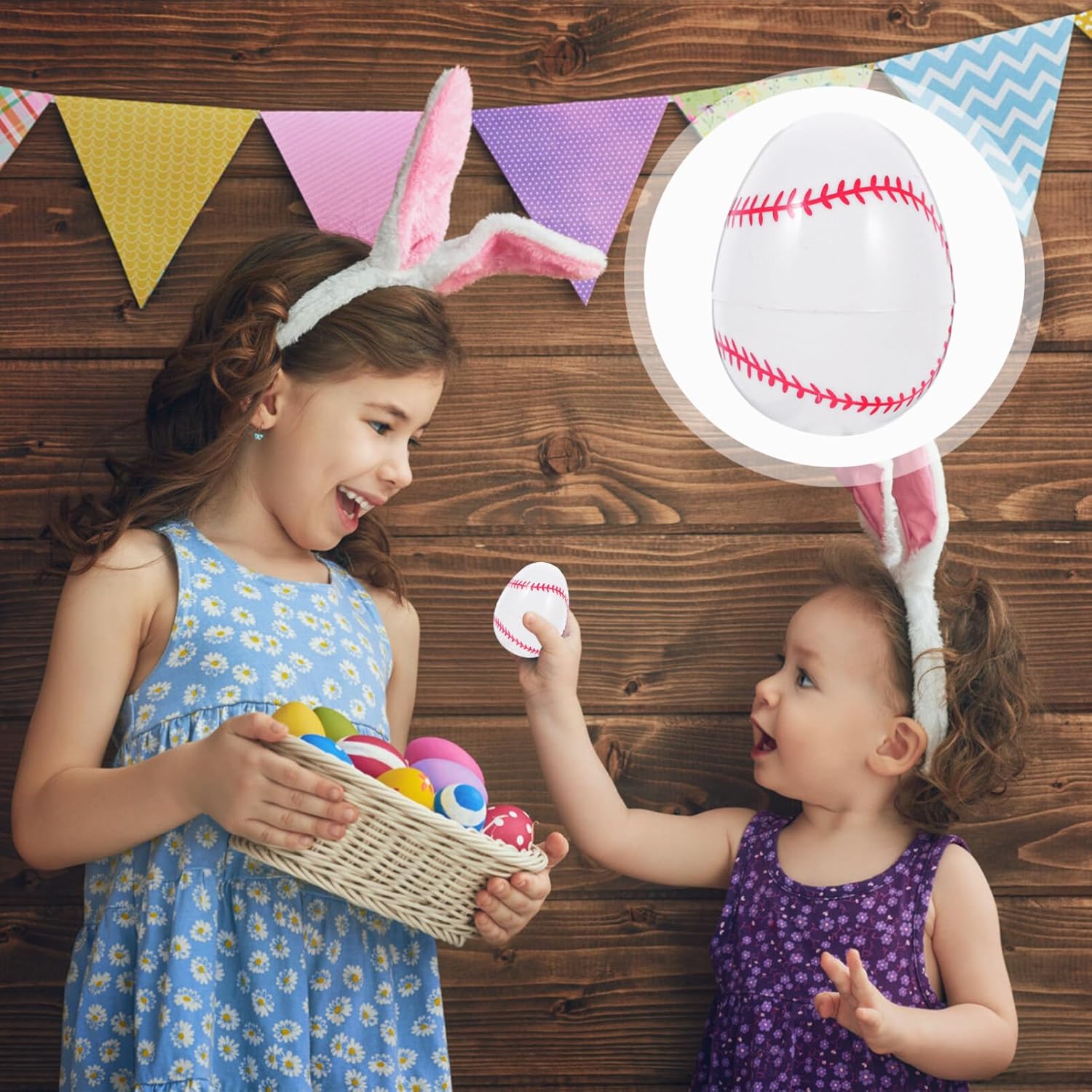 12pcs Baseball Themed Plastic Easter Eggs Openable Decorative Set