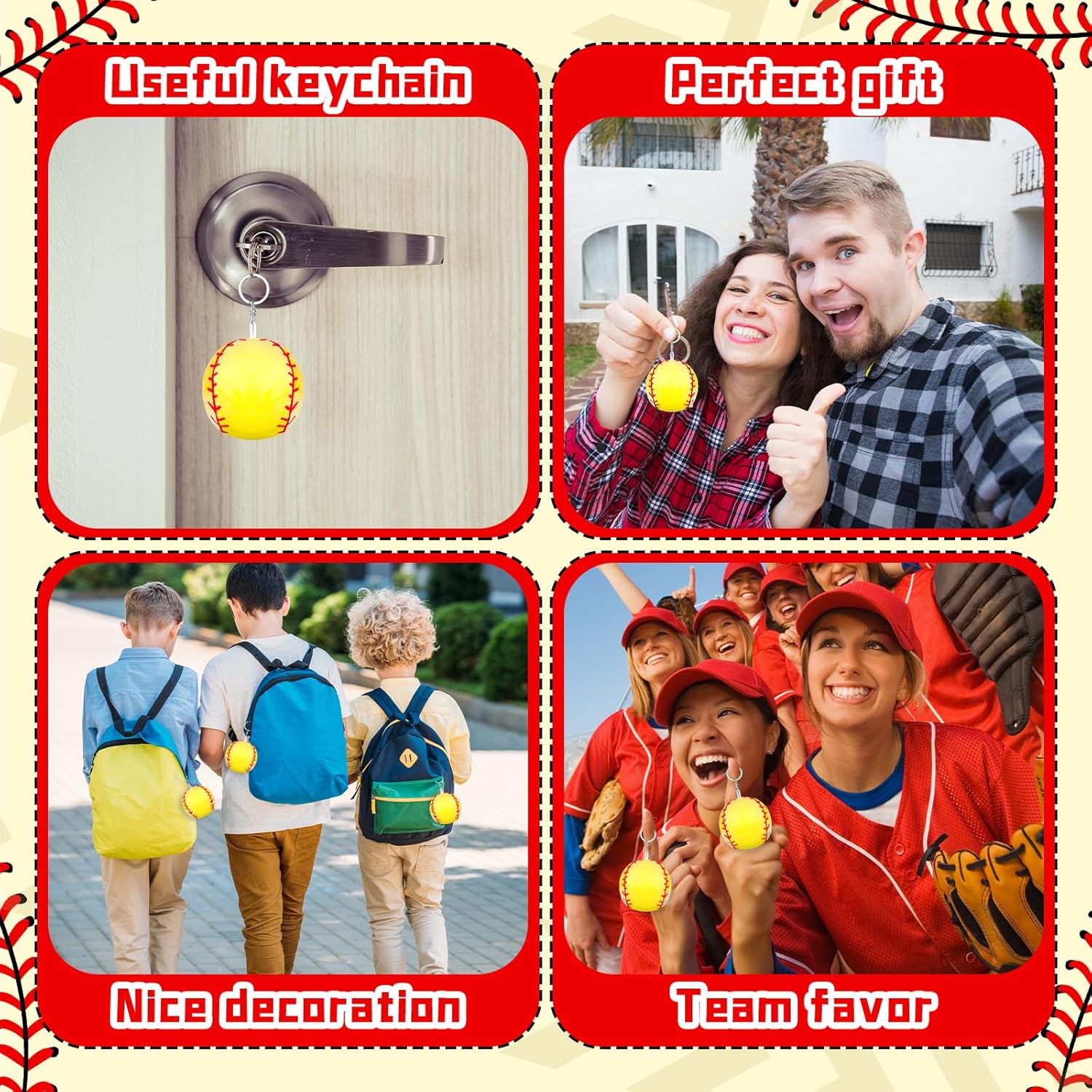 12 Pcs Plush Softball Keychains 43 Inch Team Spirit Keyrings