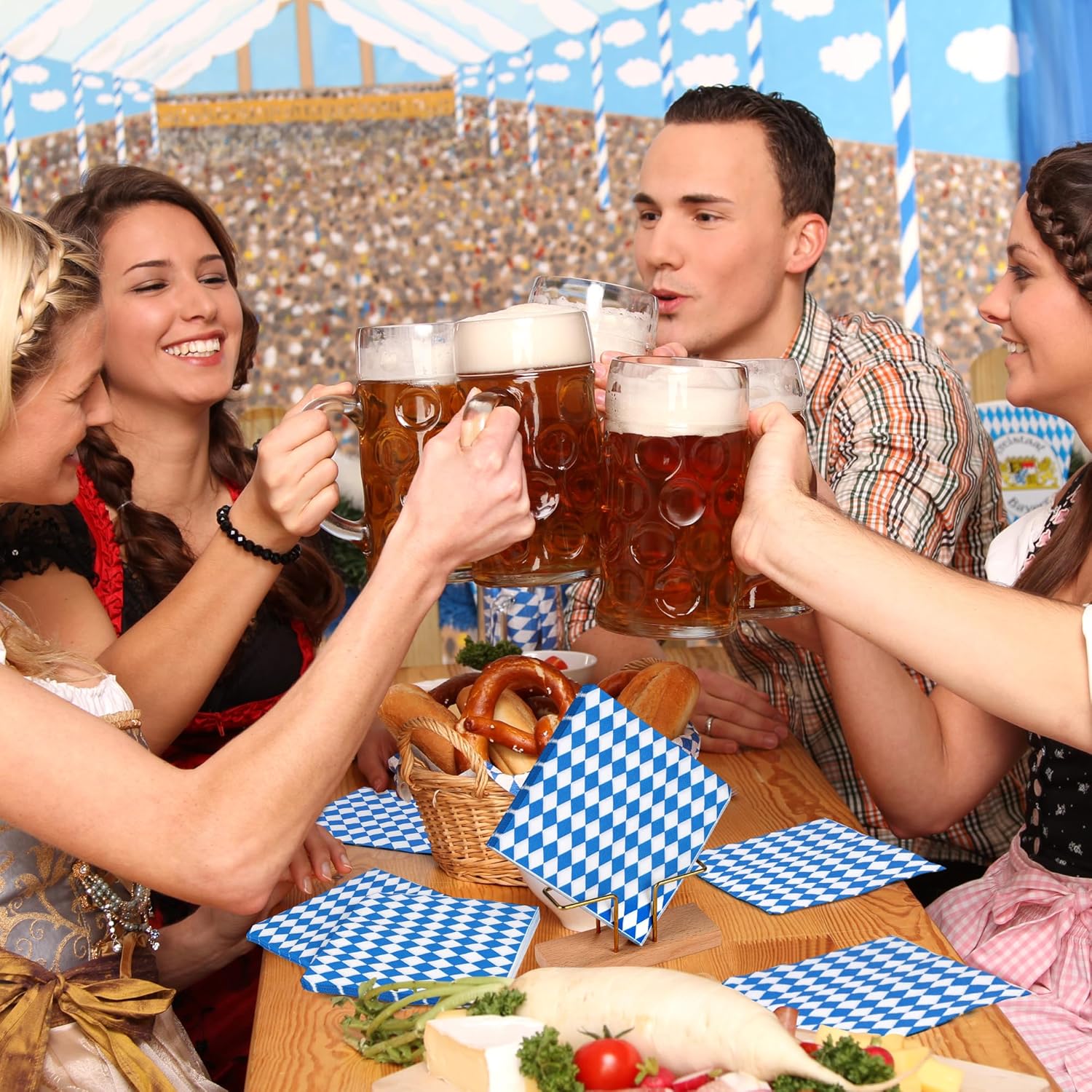 Aodaer 48 Piece Oktoberfest Napkin Set 13x13 Inches
