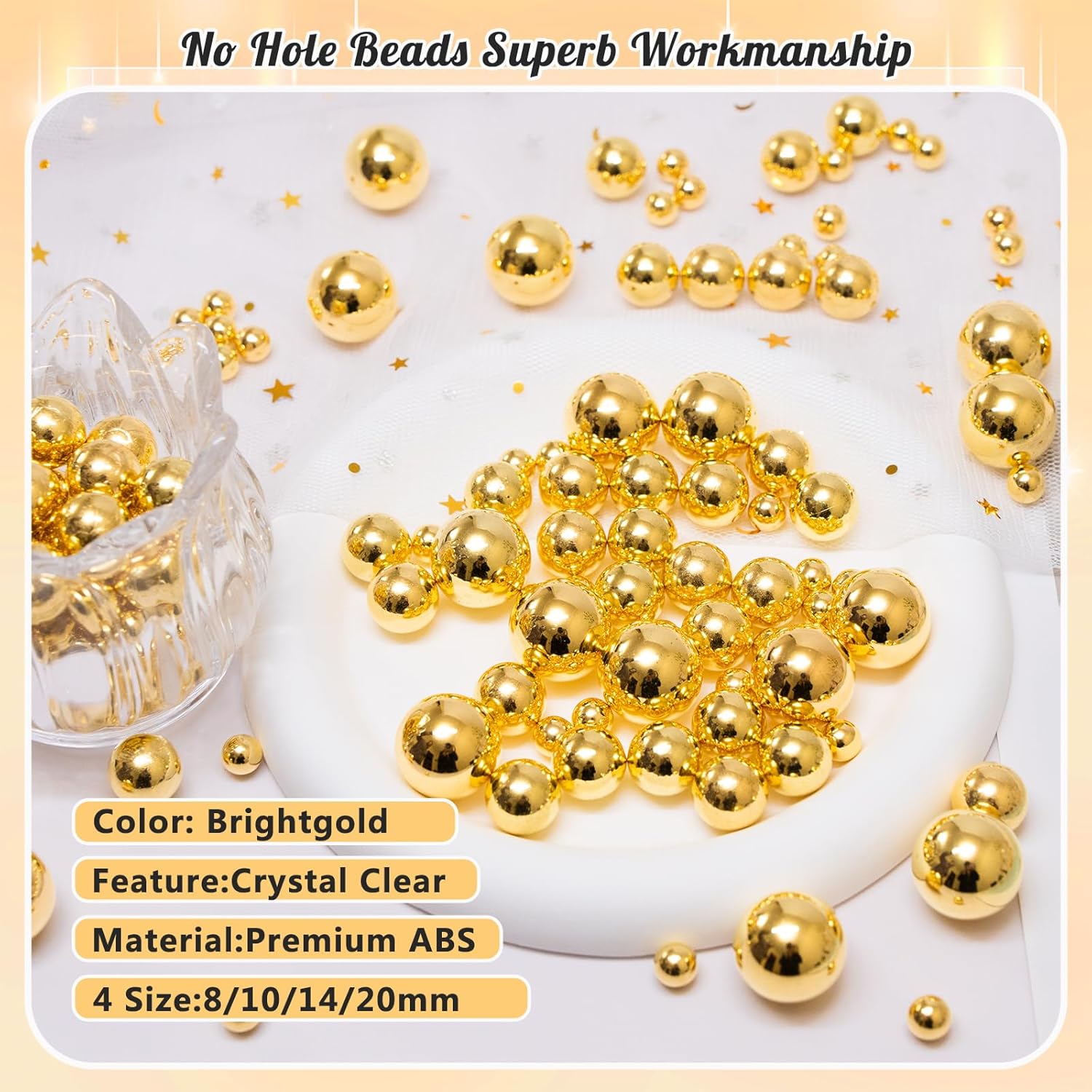 300Pcs BrightGold Faux Pearl Beads for Vase Fillers