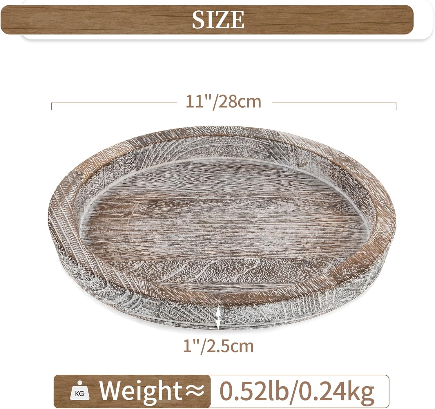 Hanobe Round Wooden Candle Holder Tray for Home Decor