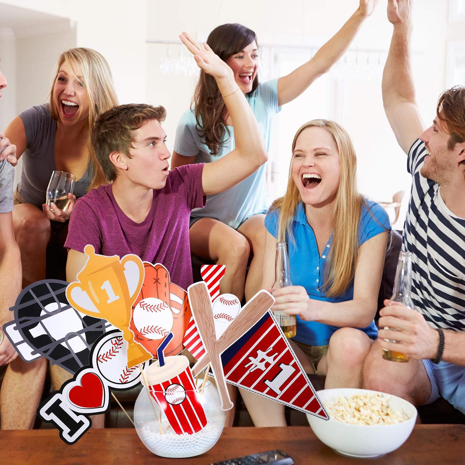 24 Piece Baseball Photo Booth Props Kit for Parties