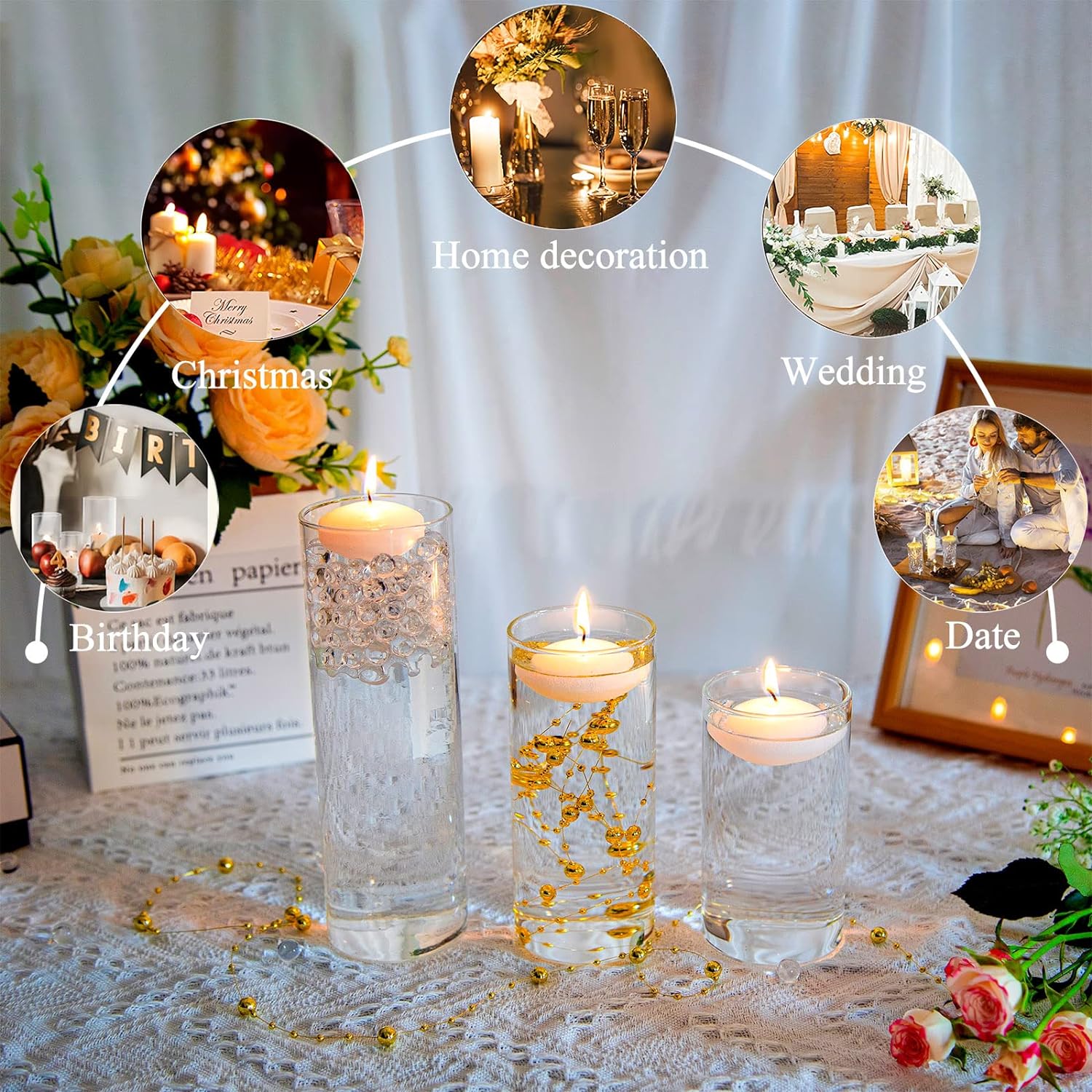 UDU 16 Glass Cylinder Vase Set for Centerpieces