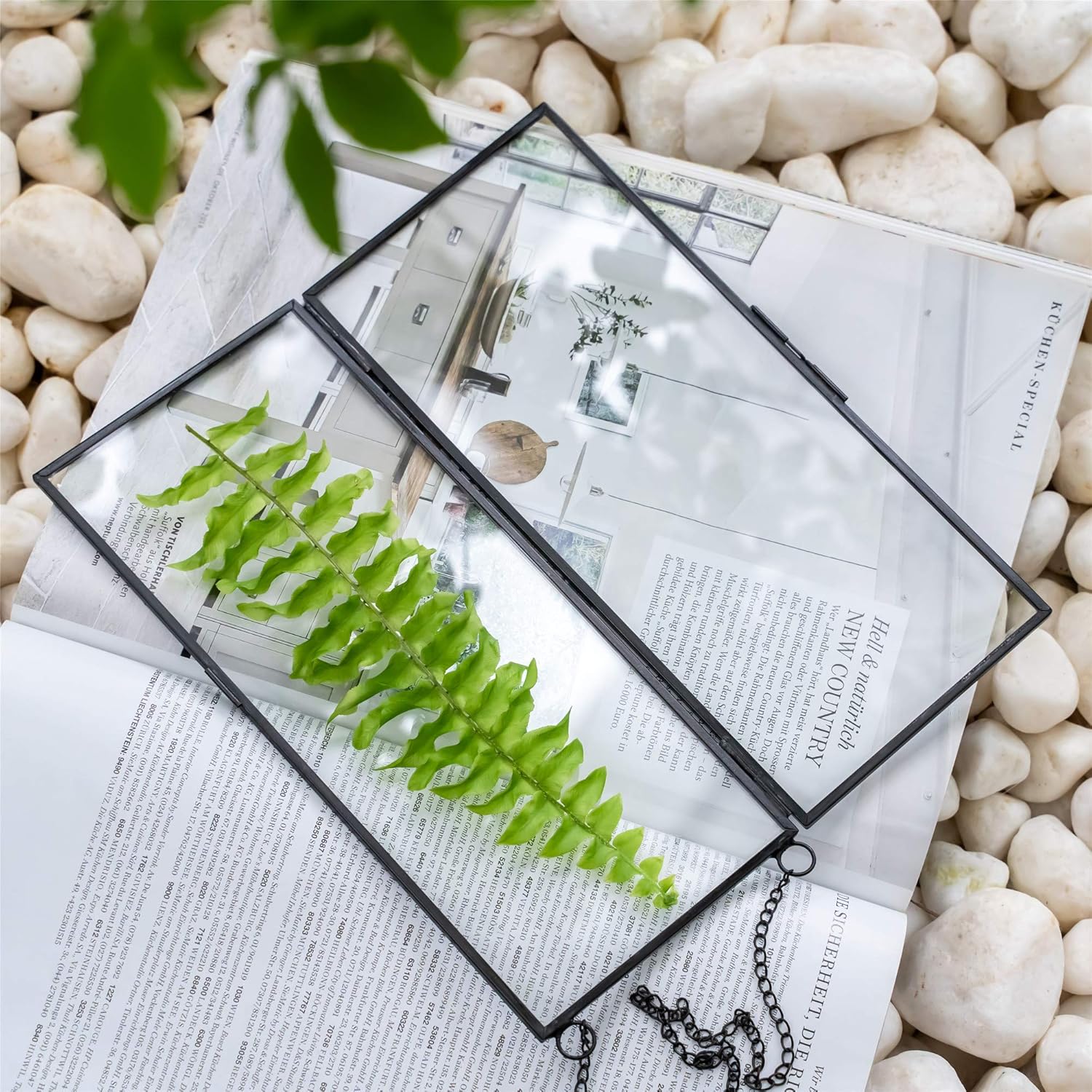 NCYP Small Double Glass Floating Frame - 41 x 9 Wall Hanging Art Display