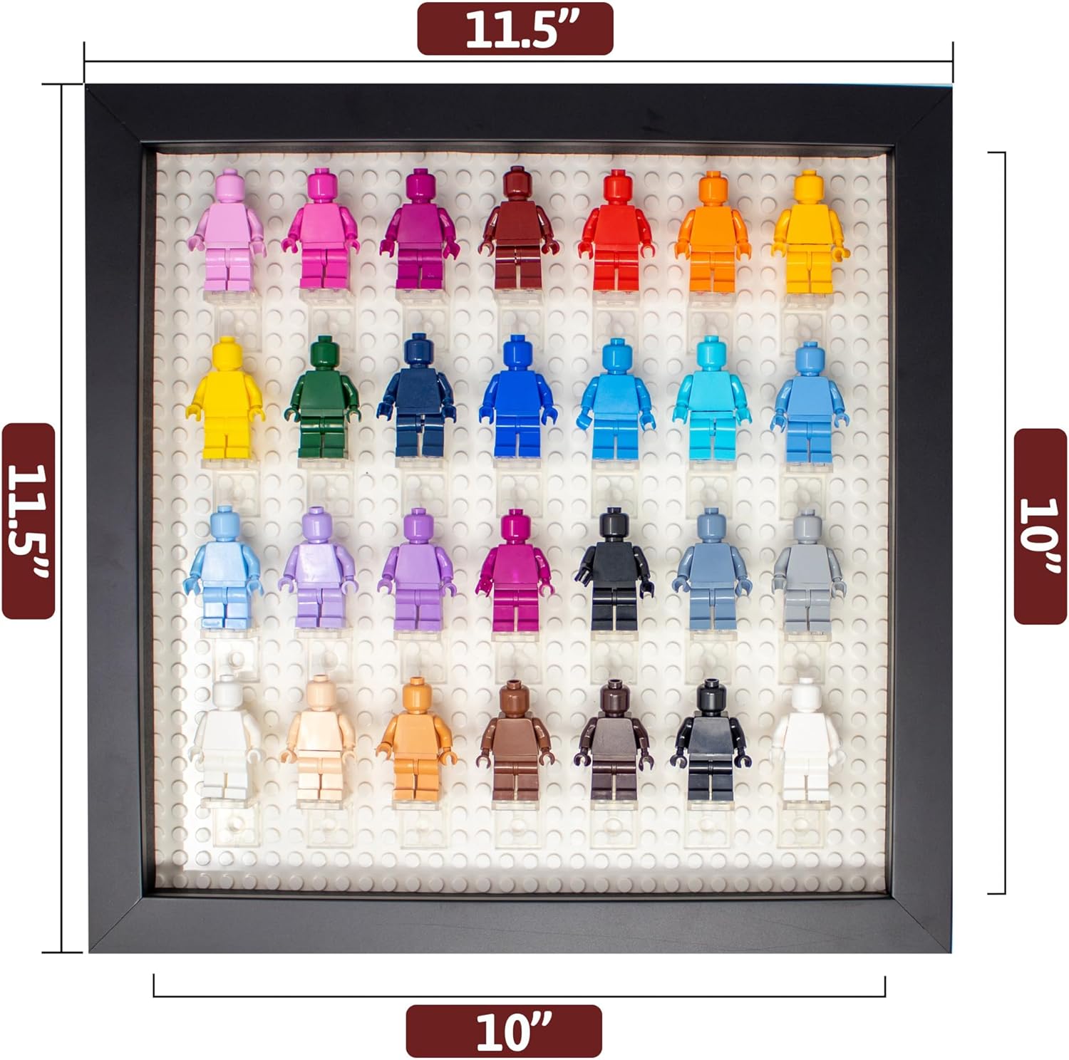 10x10 Black Figurine Display Case with Wood Frame and White Base