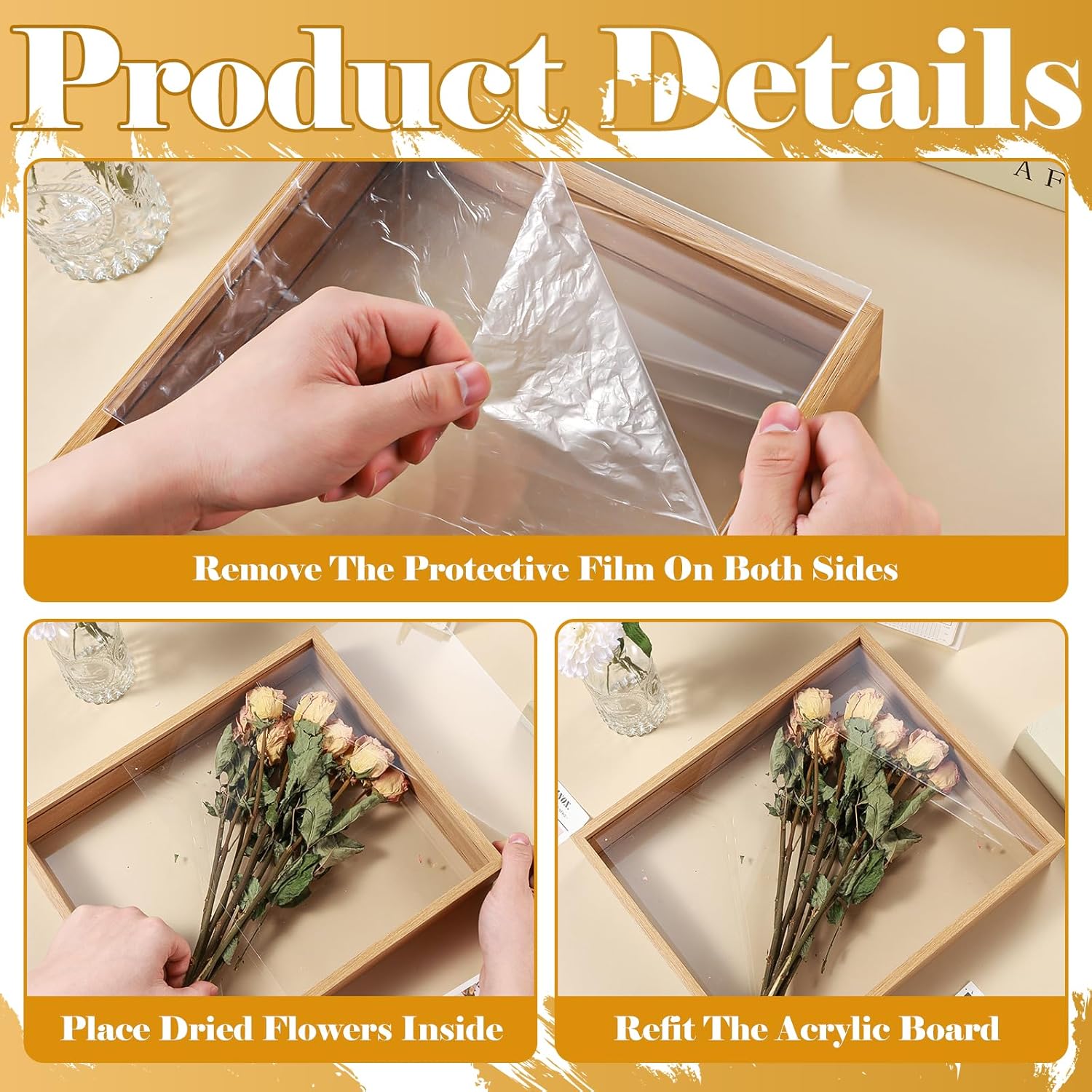 2 Pack Floating Picture Frame for Dried Flowers and Plants