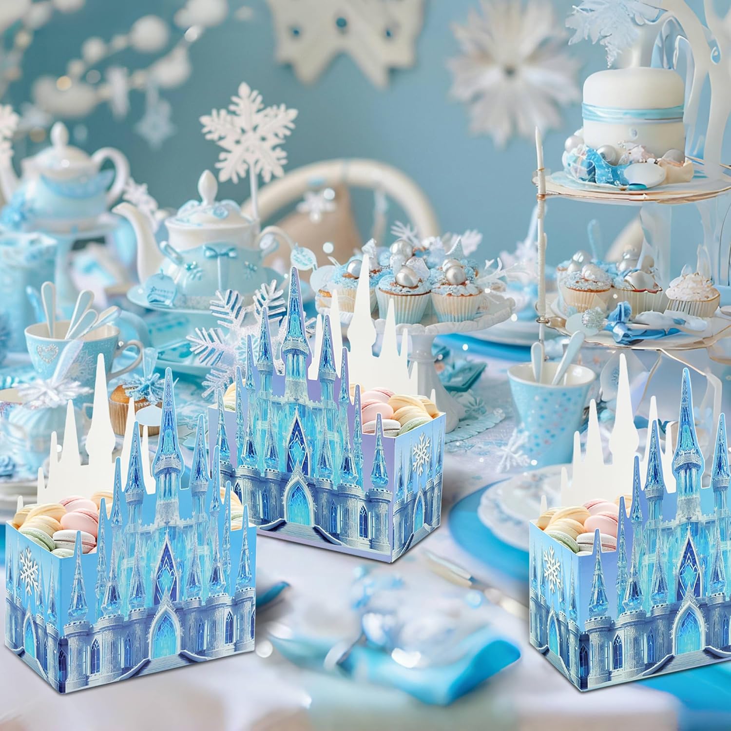 16Pcs Snowflake Favor Boxes for Winter Party Supplies