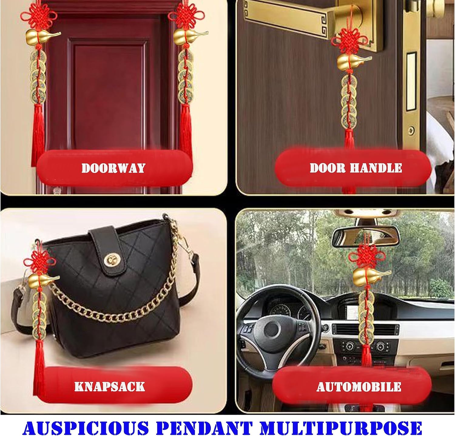 2PCS Feng Shui Good Luck Charms with 5 Coins for Blessing Gifts