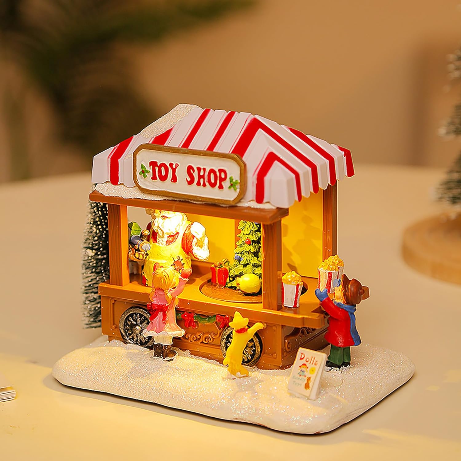 JUMXSRLE Christmas Village Houses LED Lighted Decor