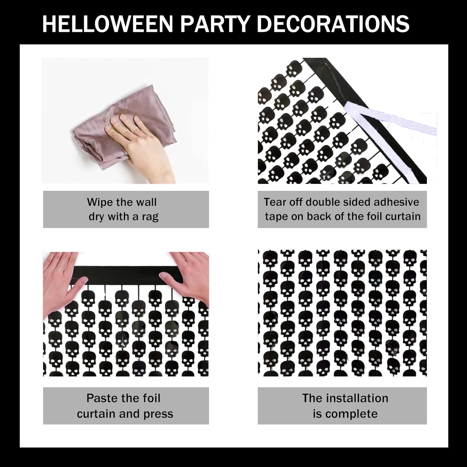 Halloween Decor Set with Skeleton Spider Web and Bats Theme