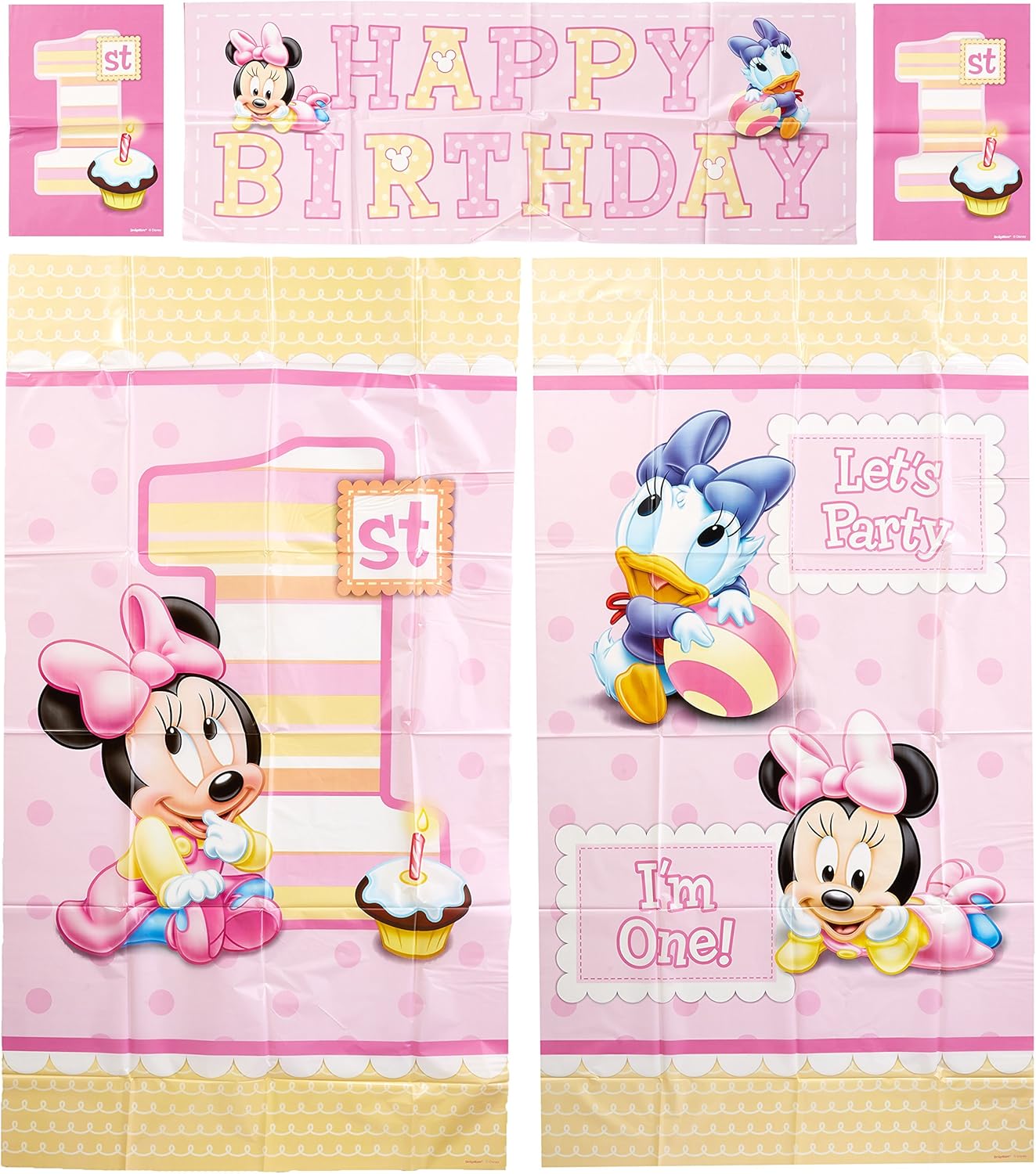 Amscan Disney Baby Minnie Mouse 1st Birthday Wall Decor Kit
