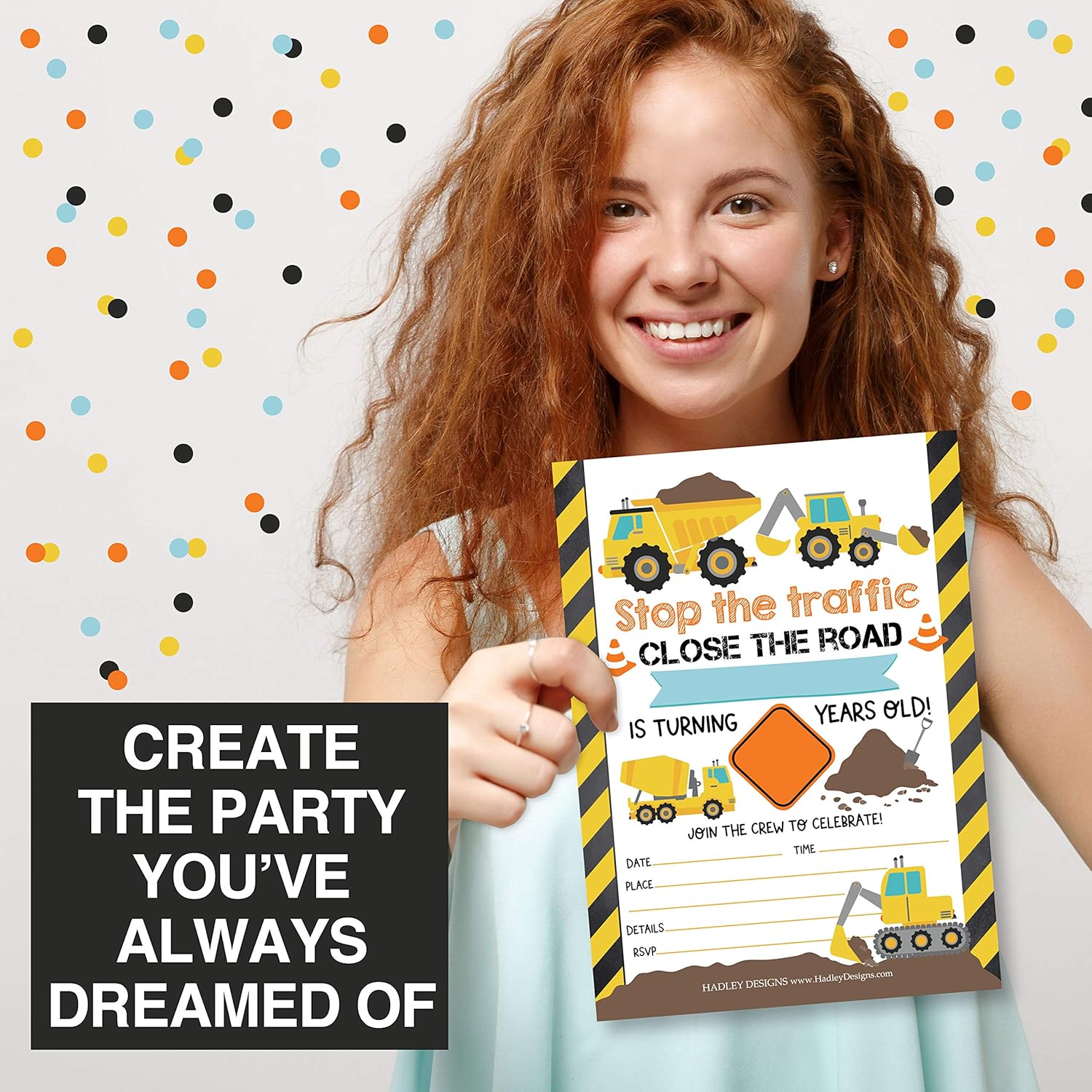 Hadley Designs Construction Birthday Invitations Set of 25
