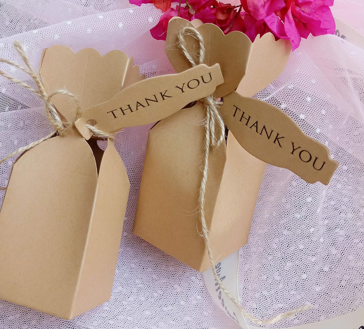 Lontenrea 50 Pcs Candy Boxes with Twine and Cards