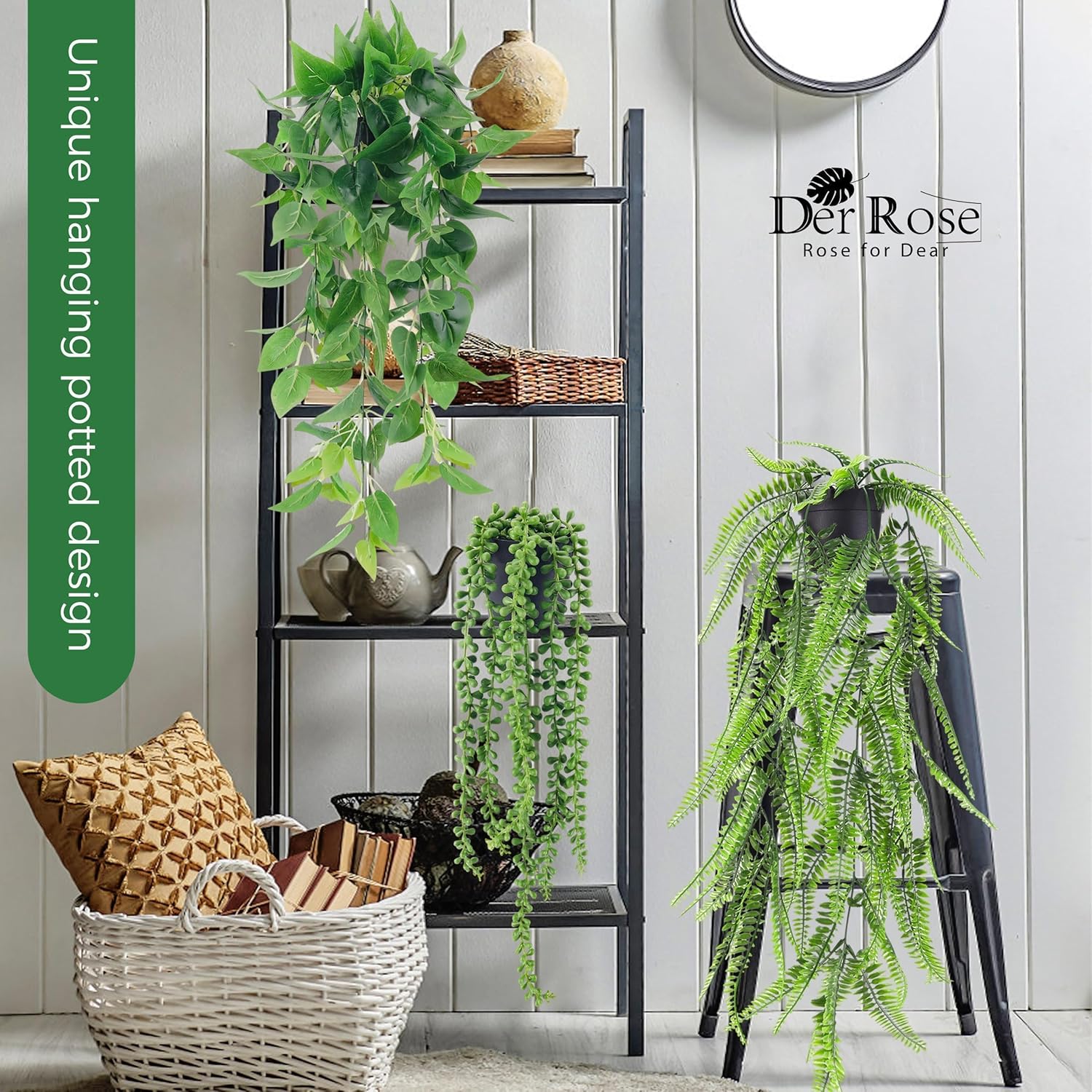Der Rose 4Pcs Artificial Hanging Plants Set