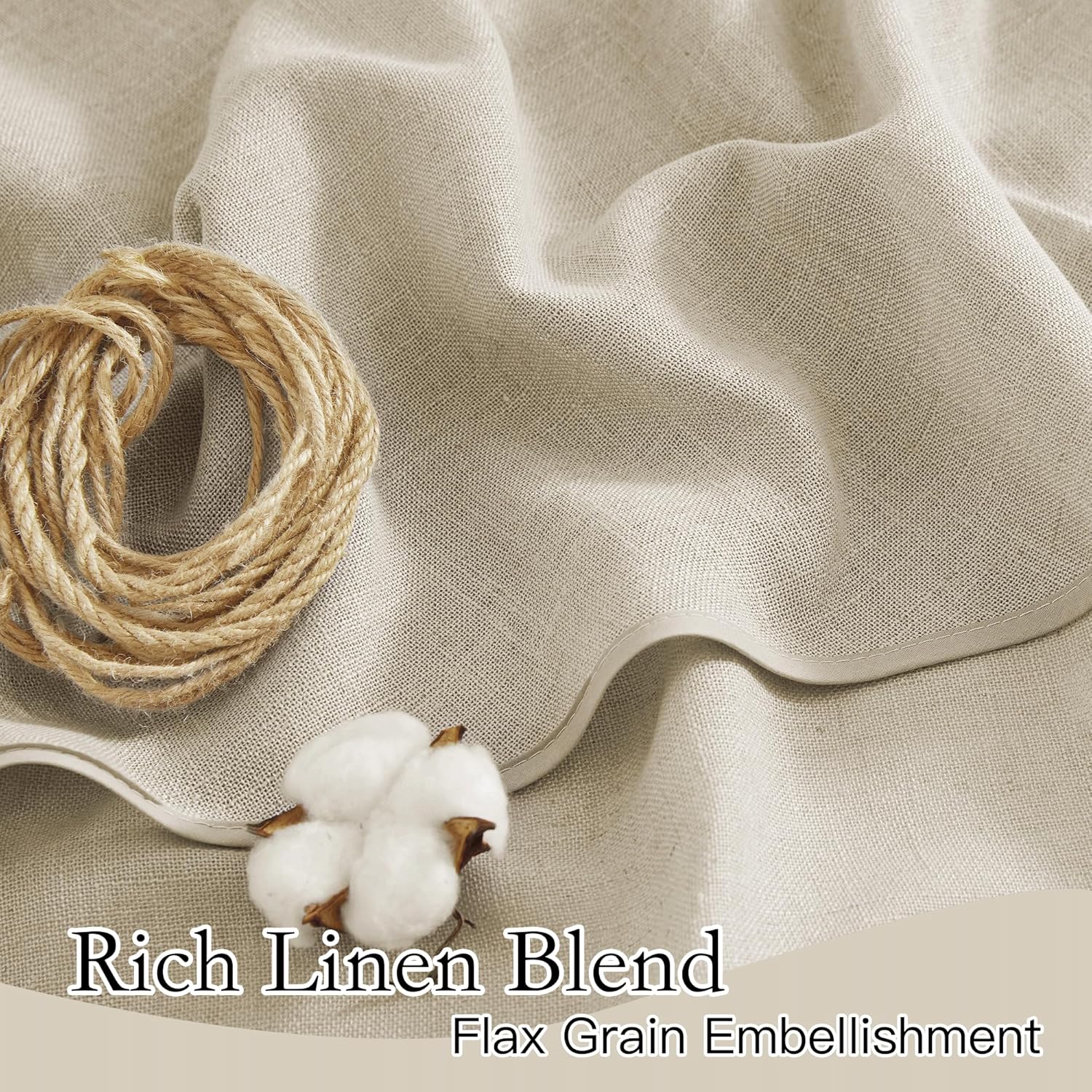 RYB HOME Valance and Swag Set 36x63-inch Panels 2 Pcs Beige