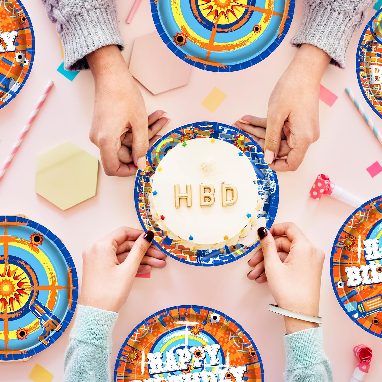 48pcs Dart War Themed Paper Plates for Parties