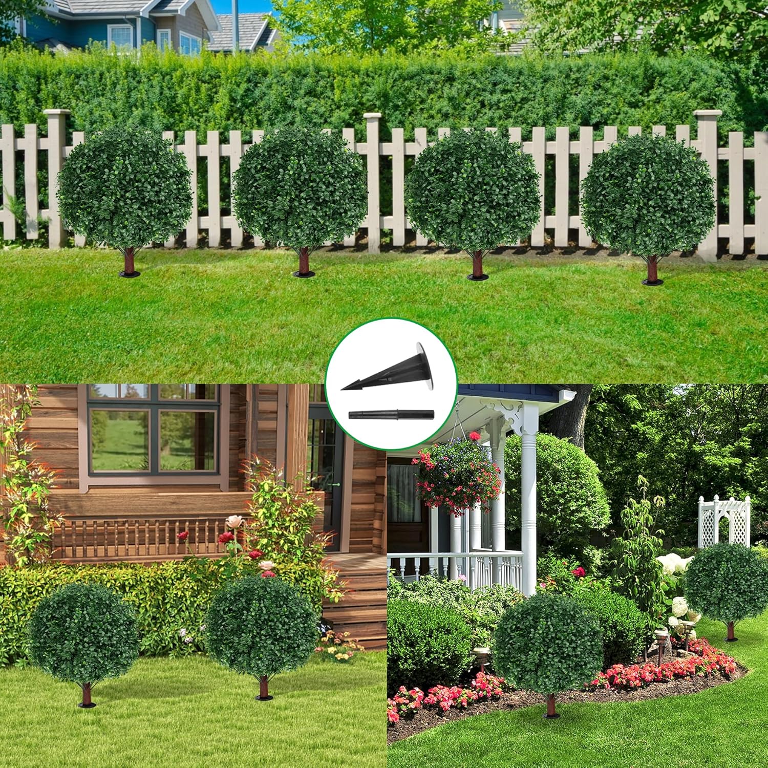 Grooy Artificial Boxwood Topiary Ball Tree Set of 2