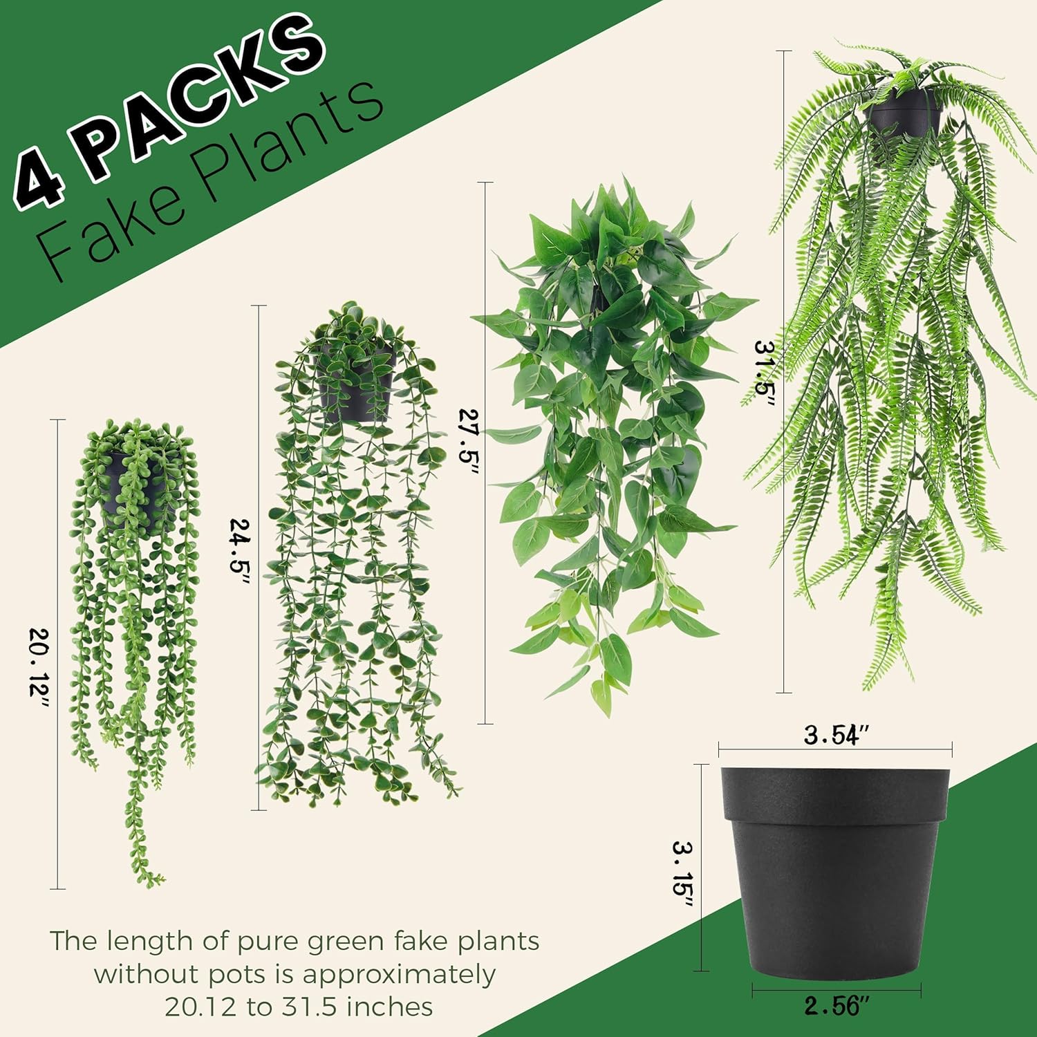 Der Rose 4Pcs Artificial Hanging Plants Set