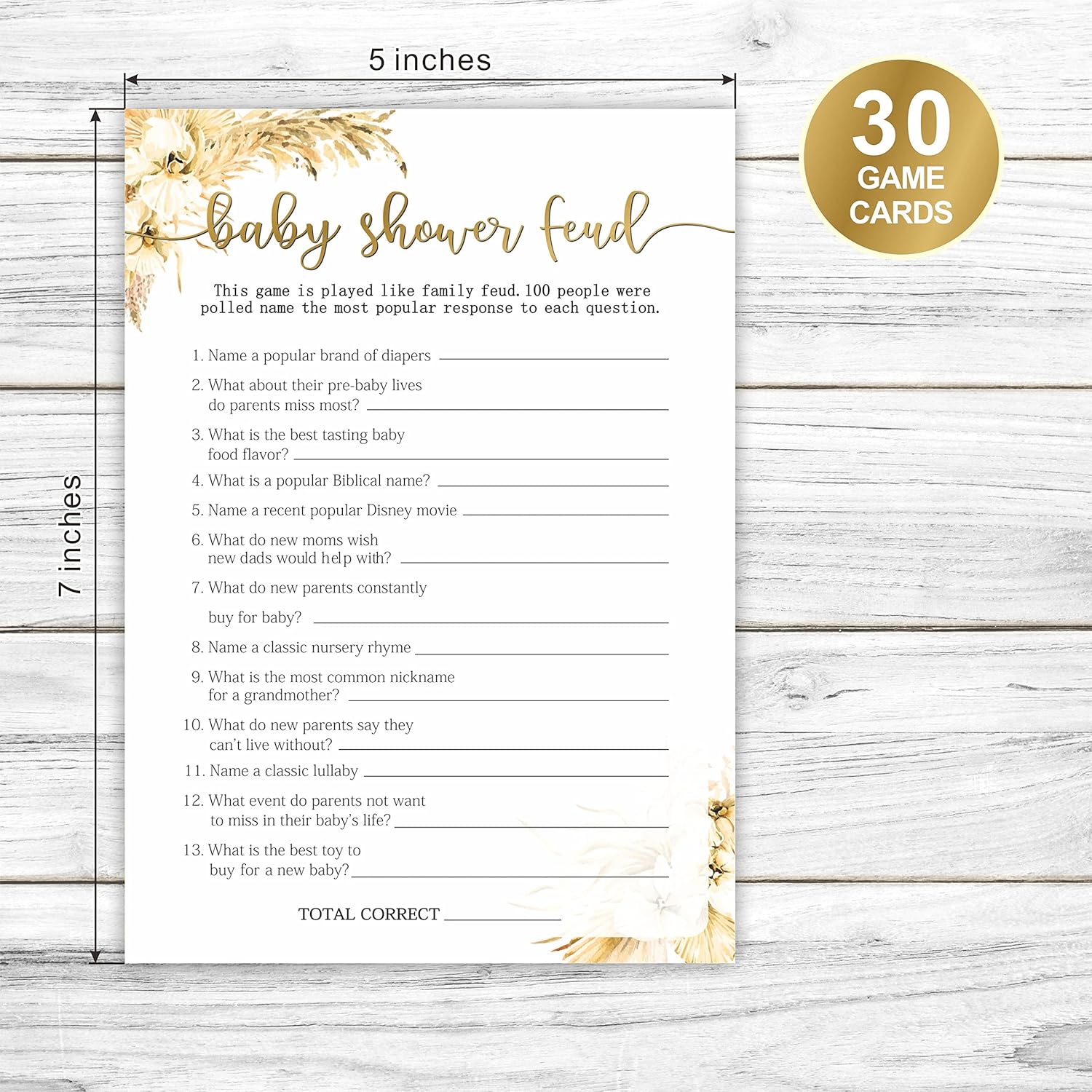Boho Pampas Grass Baby Shower Game Cards 1