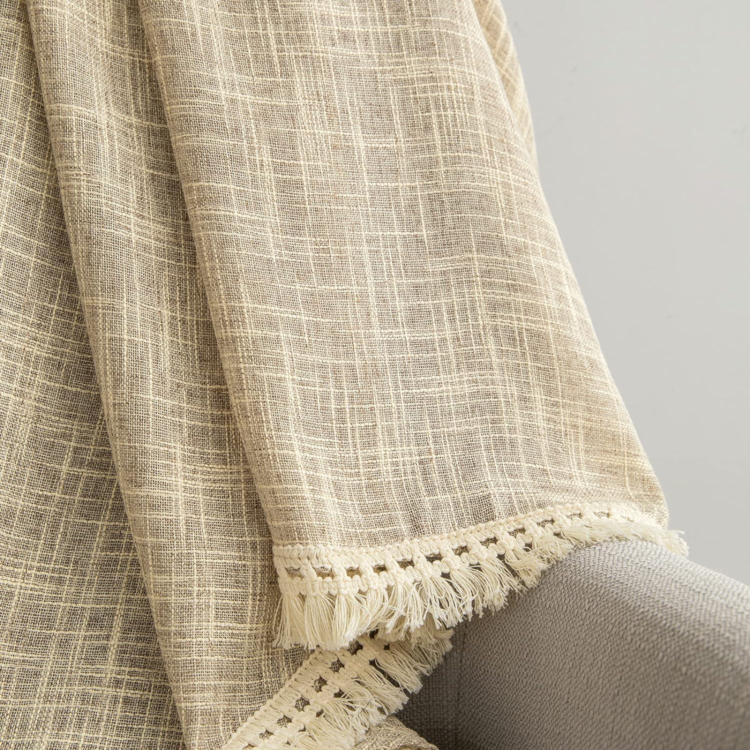 Beda Home Tassel Linen Textured Swag Valance - Farmhouse Style 36x63 Inch 1 Pair