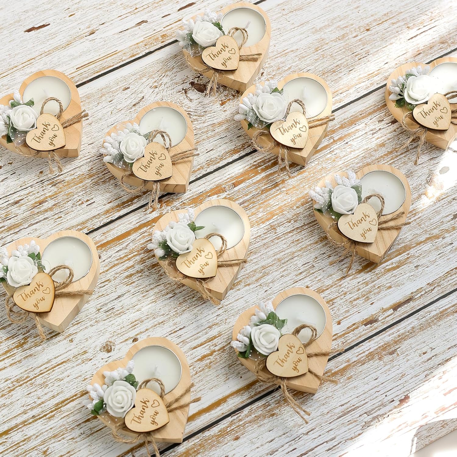 Wooden Tea Light Candle Holders for Wedding Favors 50 Pieces