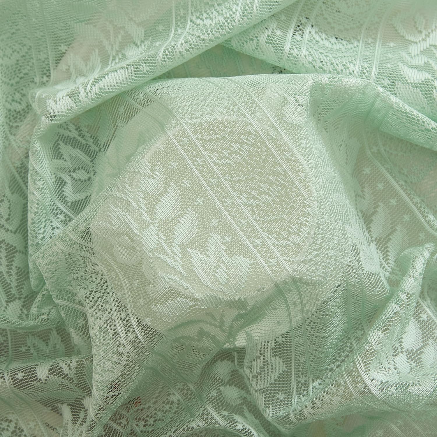 HLC ME Sophia Floral Valance 28x36 Inch Seafoam Green Set of 2