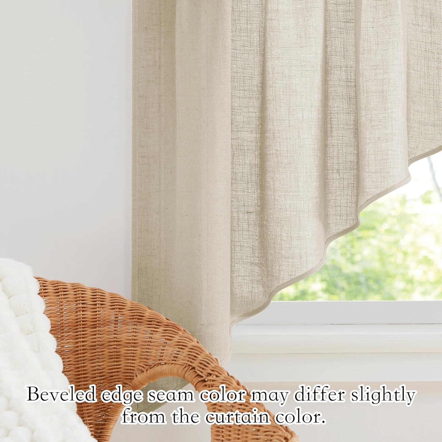 RYB HOME Valance and Swag Set 36x63-inch Panels 2 Pcs Beige