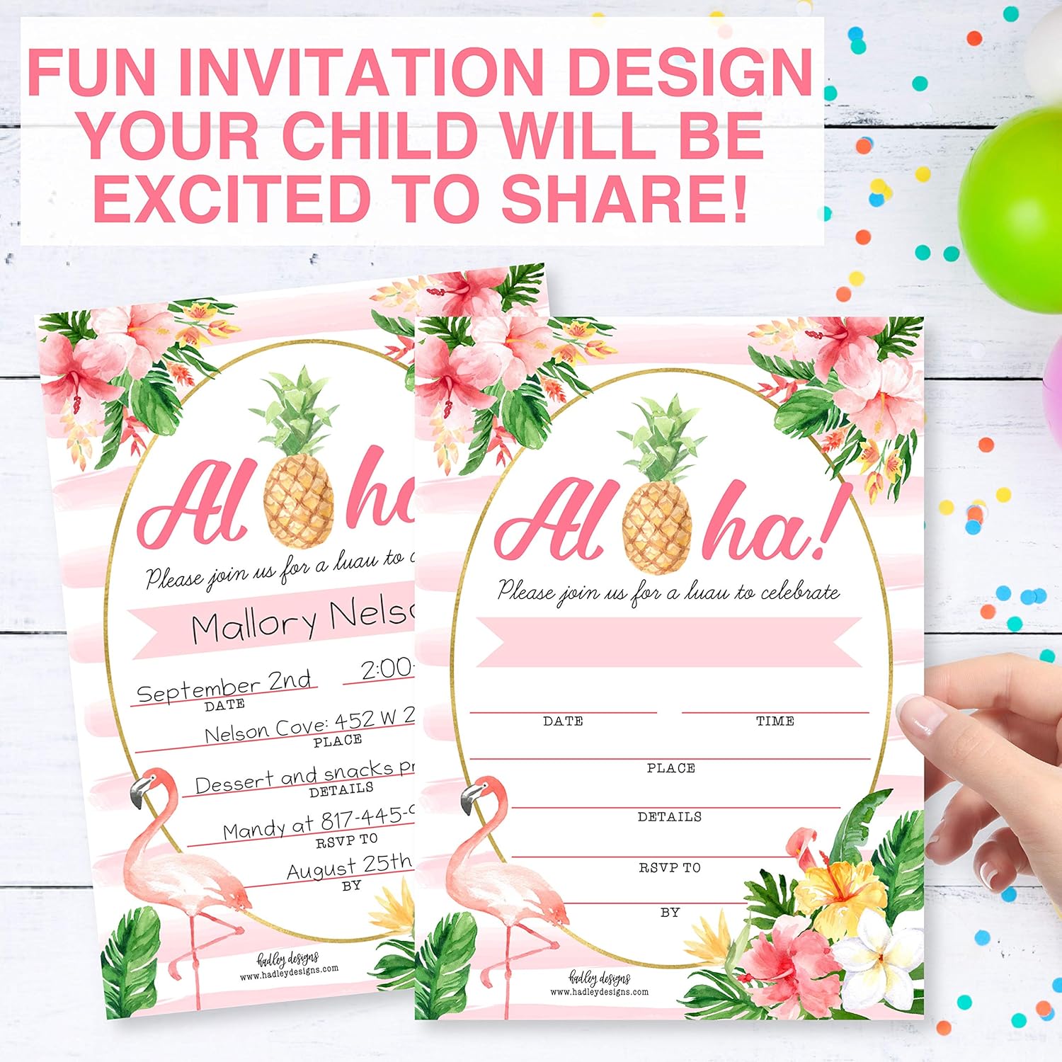 Hadley Designs Pool Party Invites for Girls and Kids