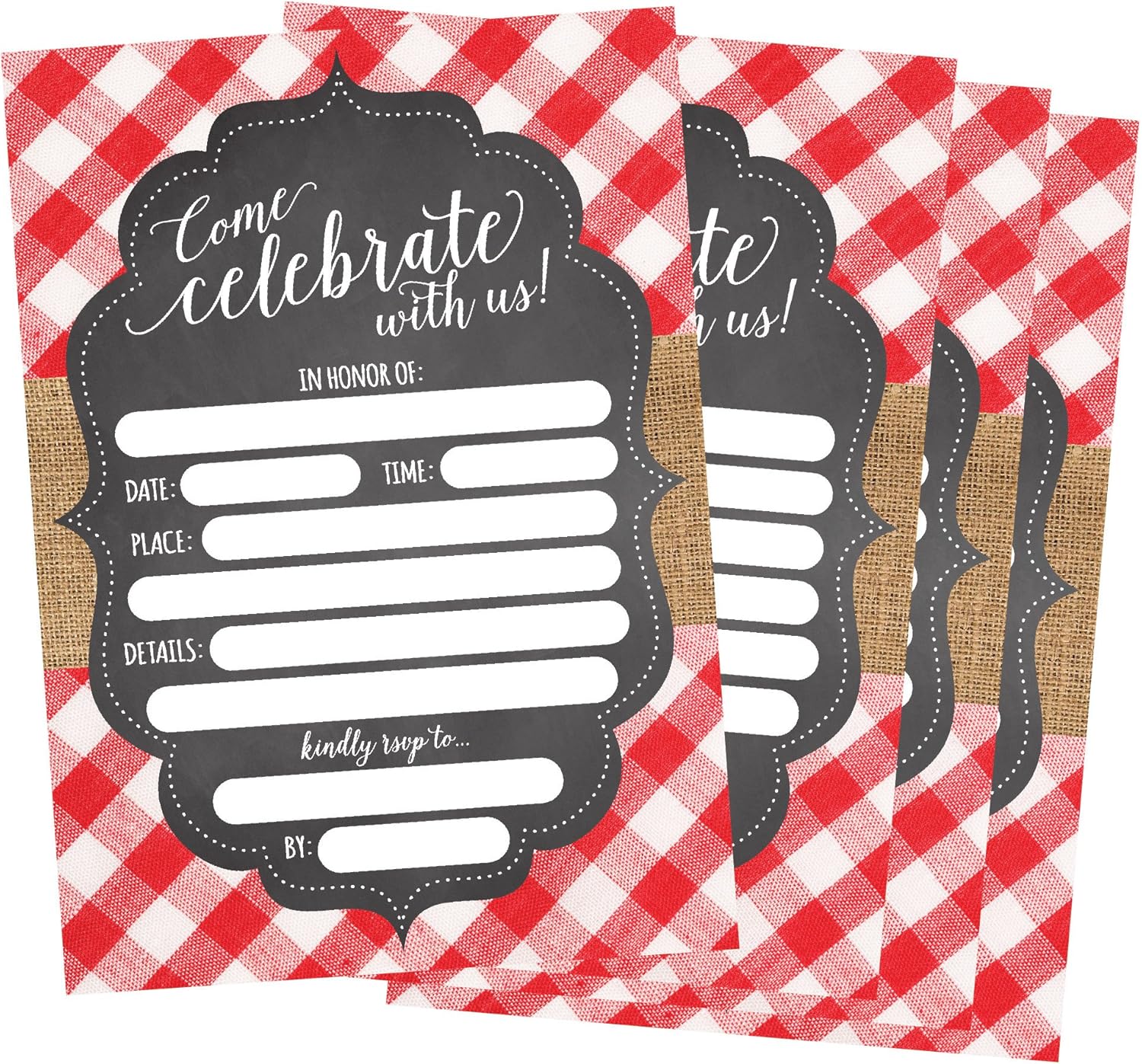 Hadley Designs 50 BBQ Party Invitations for Kids and Adults