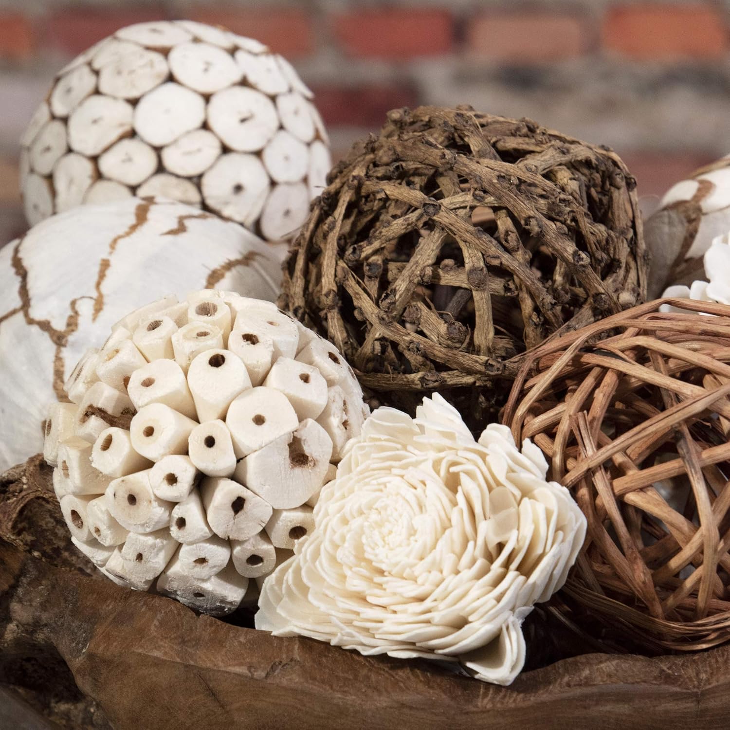ANDALUCA Natural Tones Decorative Balls for Vases and Bowls