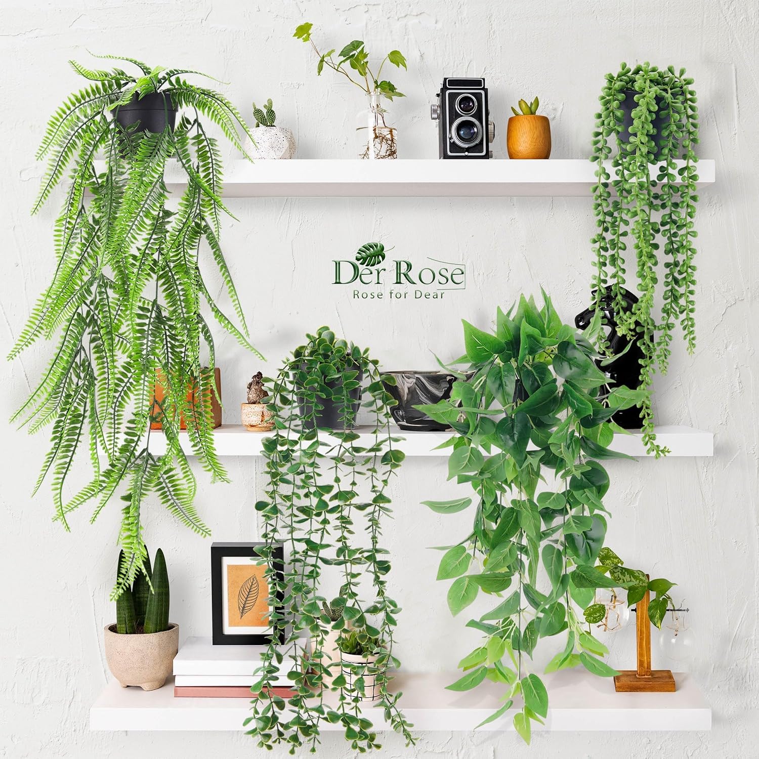 Der Rose 4Pcs Artificial Hanging Plants Set