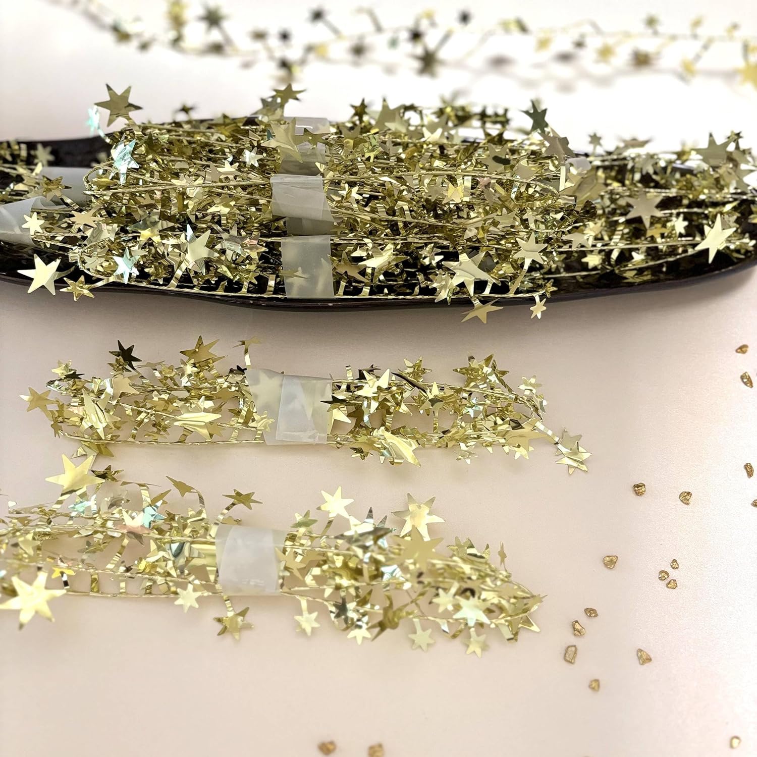 Gold Floating Candle Centerpieces Star Strings - 12 Pcs 38 Inch