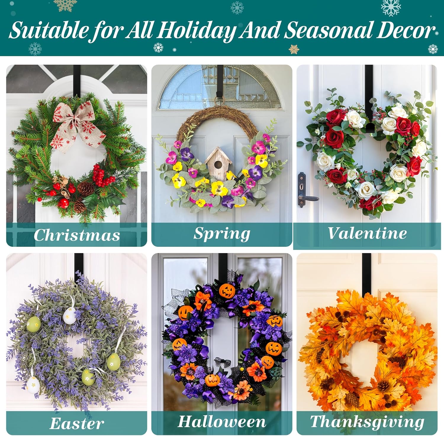 HOOSUN 12 Inch Wreath Hanger Door Hooks