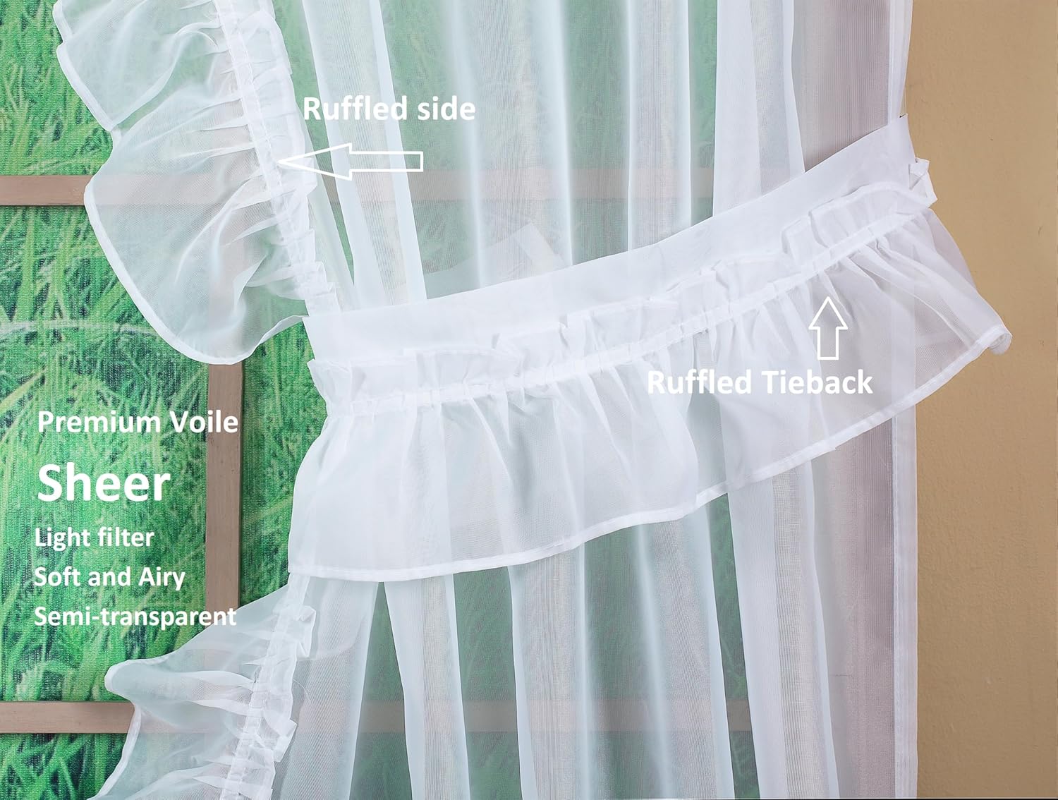Todays Curtain Emelia Priscilla Sheer Pair 60x84 White 5-Piece Set