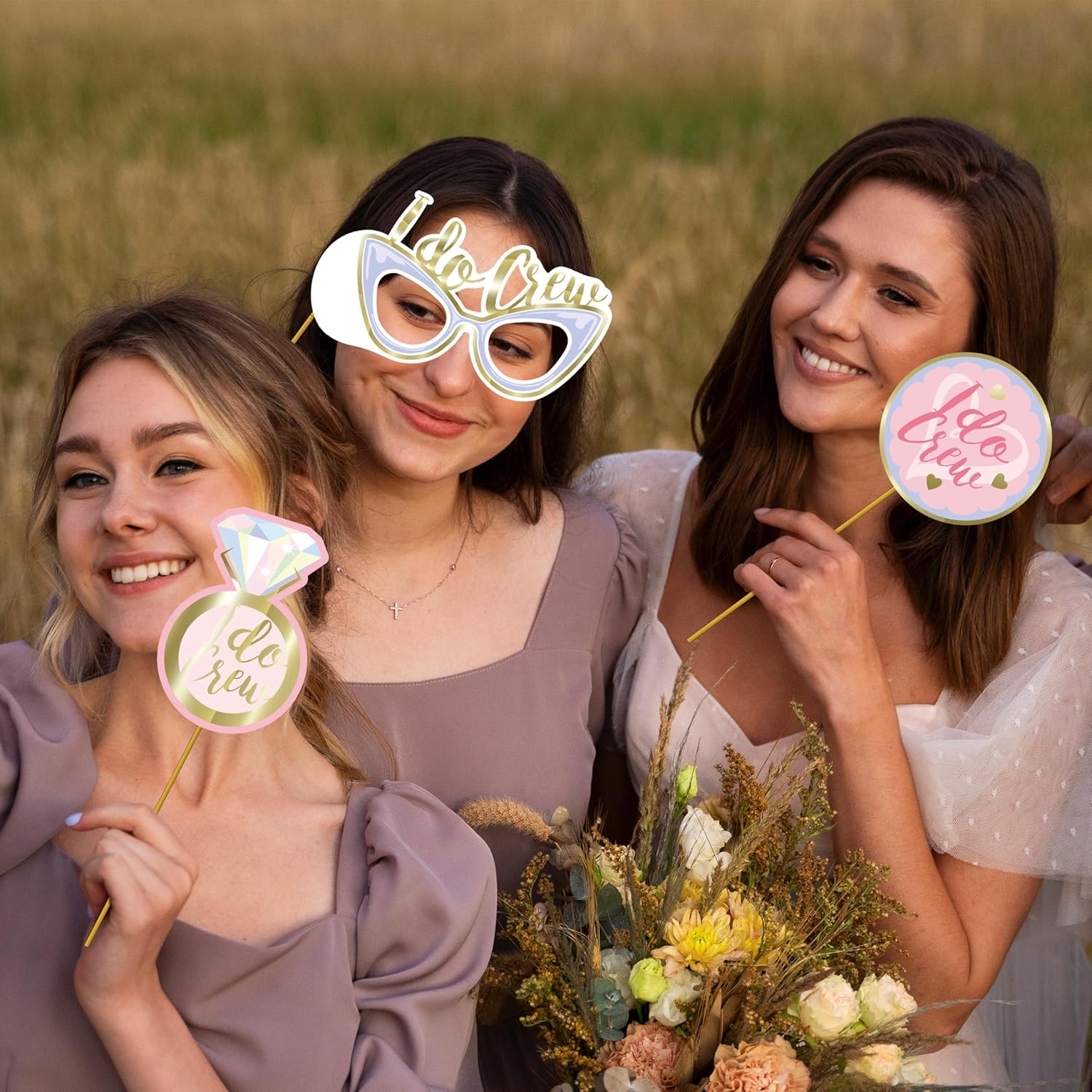 Cheerland 18 Pcs Pastel Gold Bridal Shower Photo Props