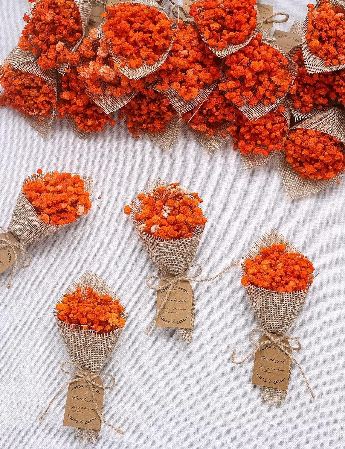 20-Piece Mini Magnet Dried Flower Bouquet Set Orange
