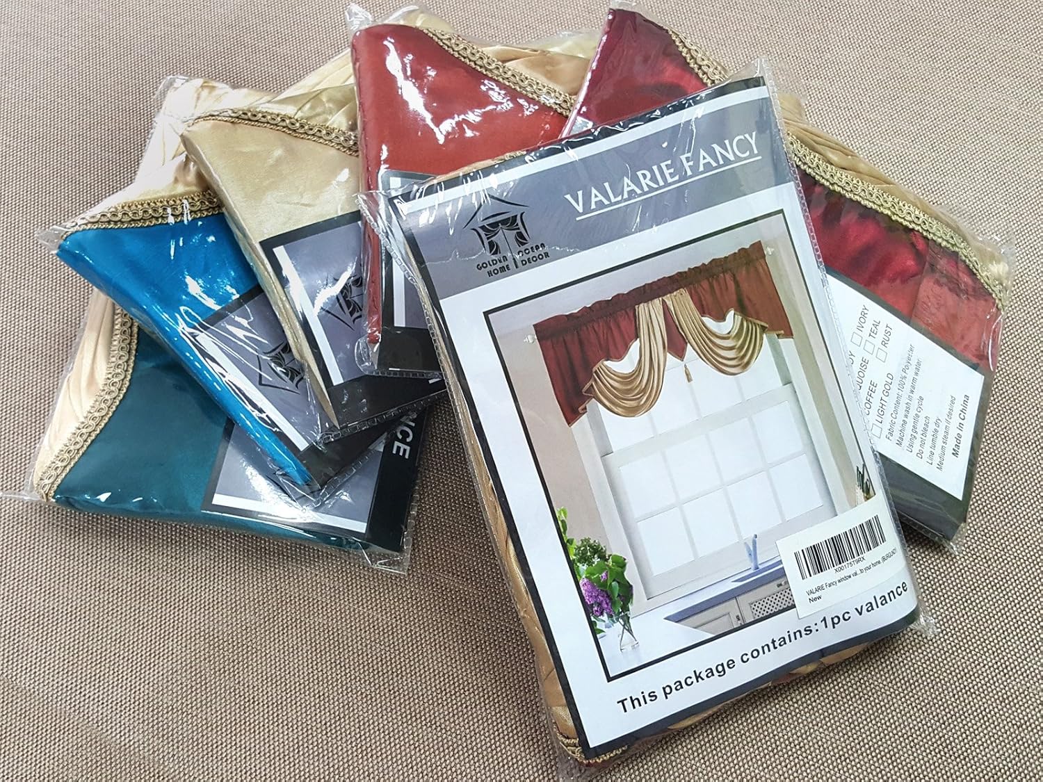 GOHD Valarie Window Valance 54x18 Taffeta Fabric Sand