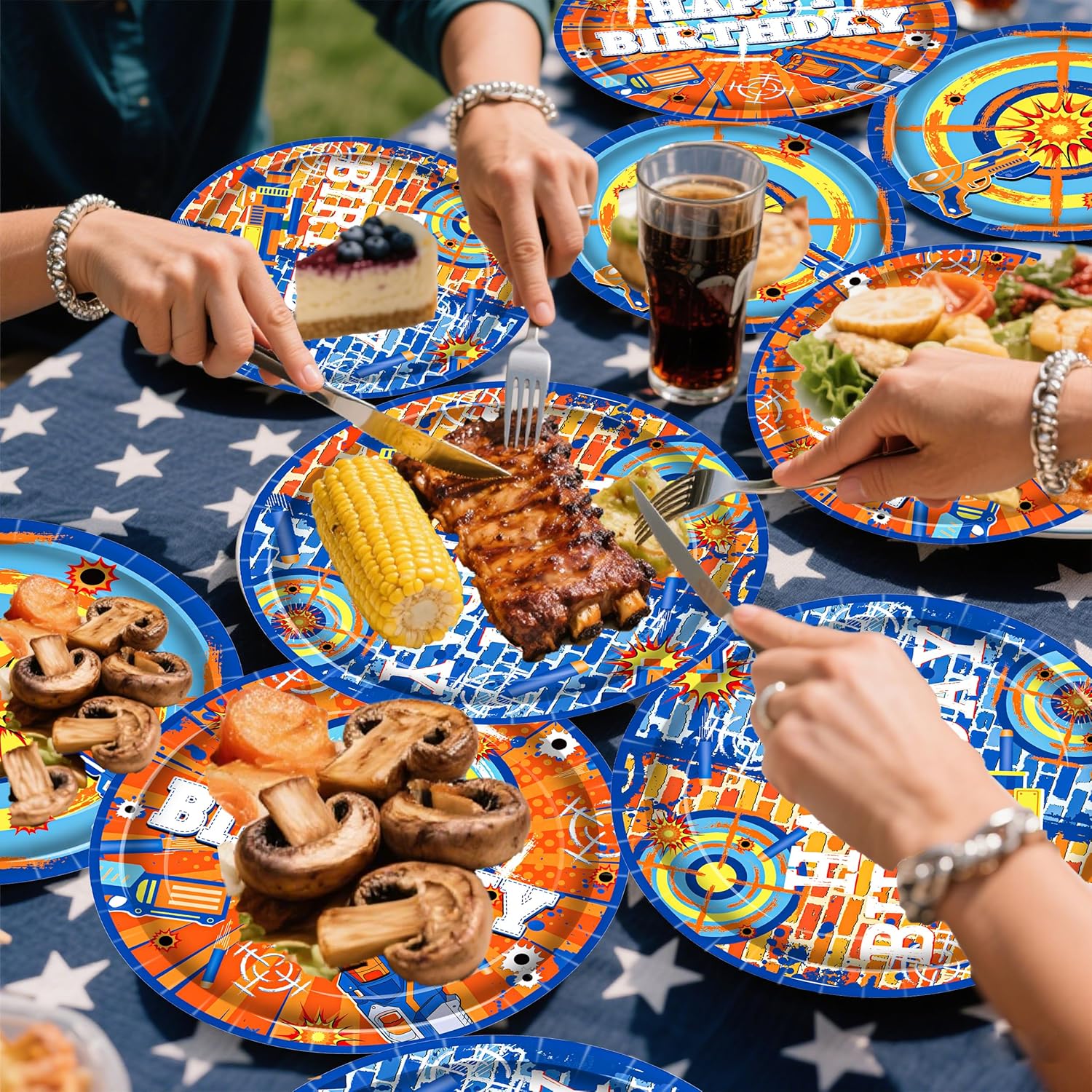 48pcs Dart War Themed Paper Plates for Parties
