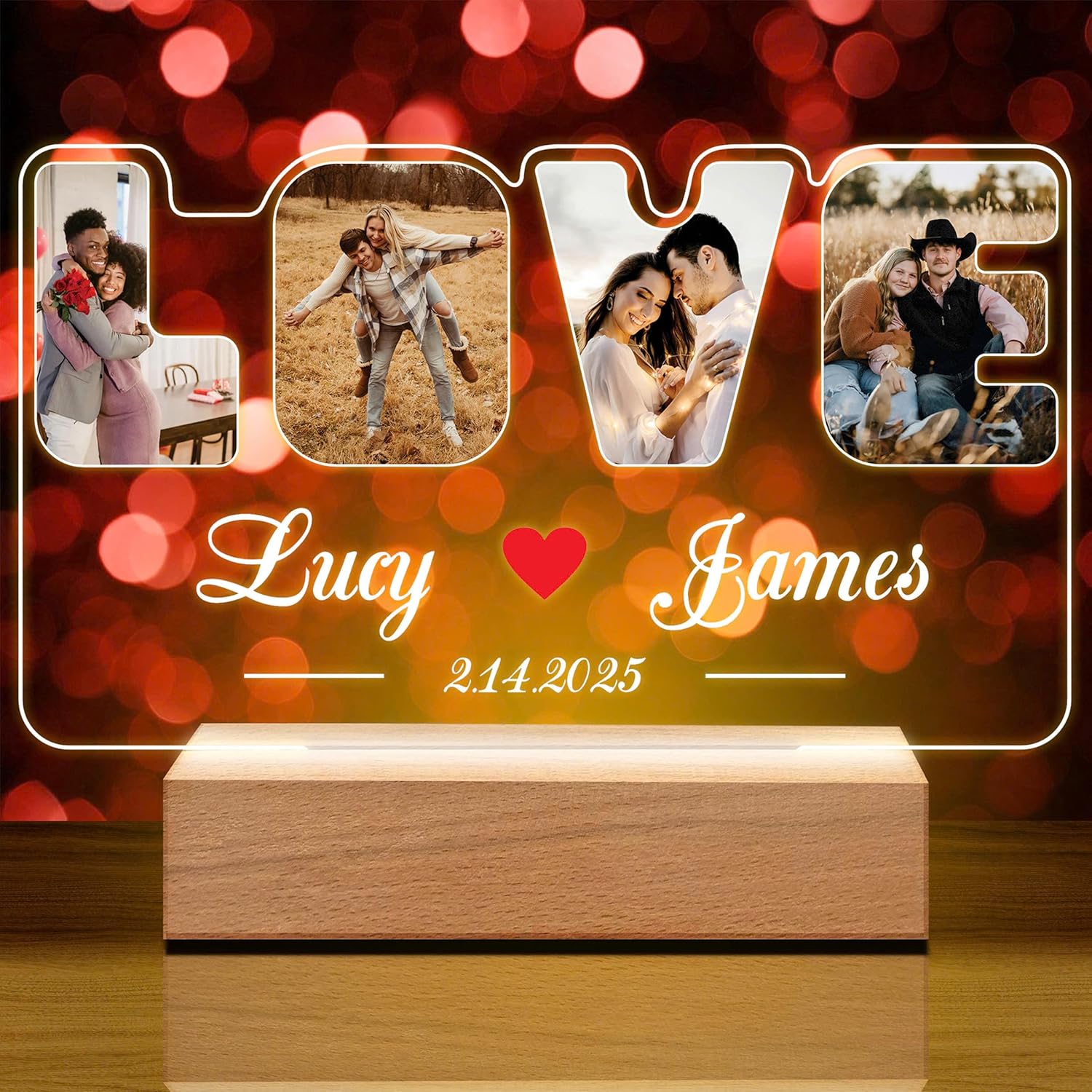 Personalized Love Photo Frame with Night Light
