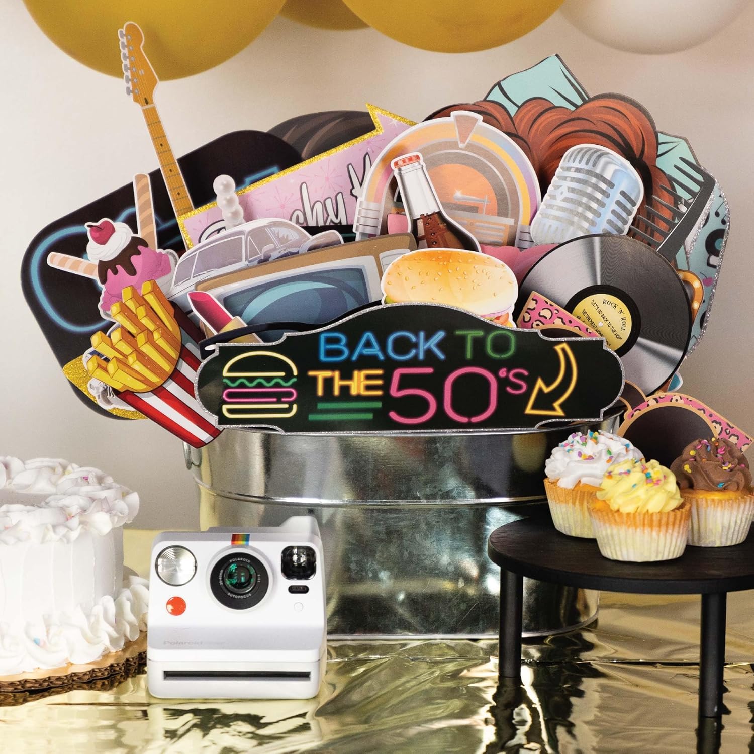 50s Photo Booth Props - 41-Piece Diner Party Kit