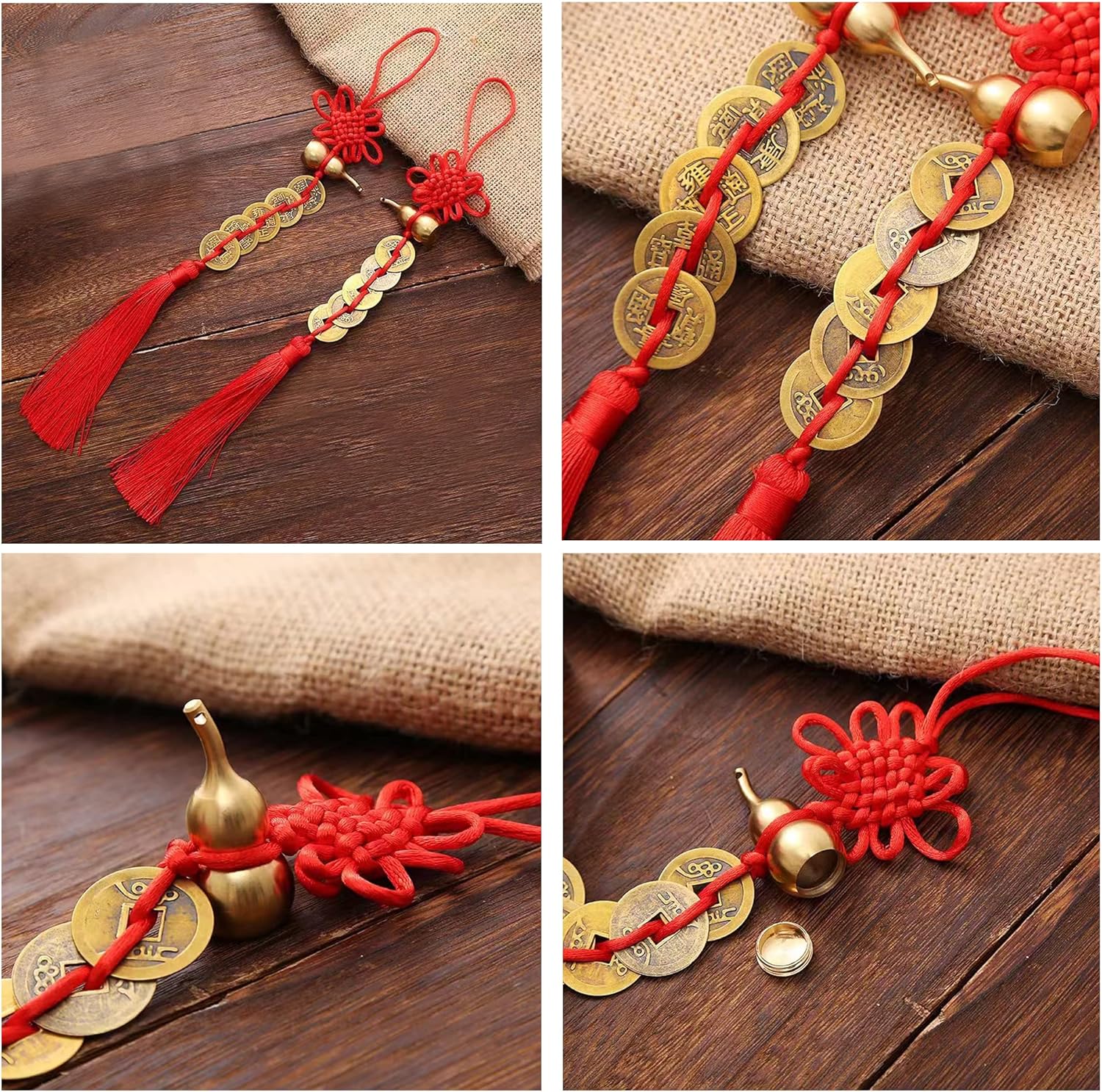 2PCS Feng Shui Good Luck Charms with 5 Coins for Blessing Gifts