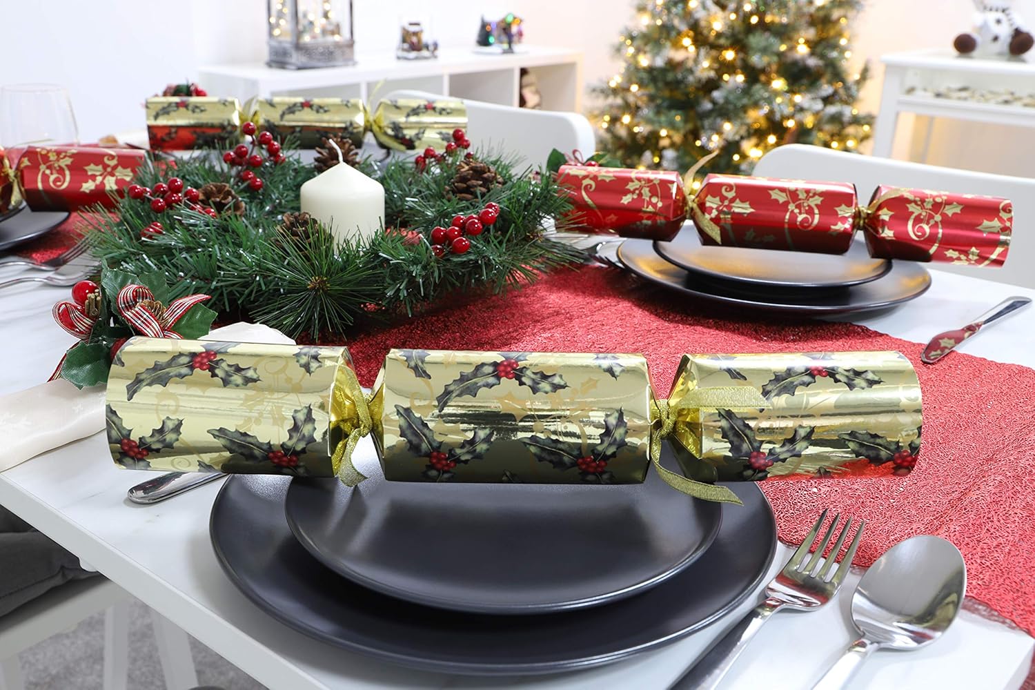 Toyland Pack of 10 Red and Gold Holly Tree Christmas Party Favors