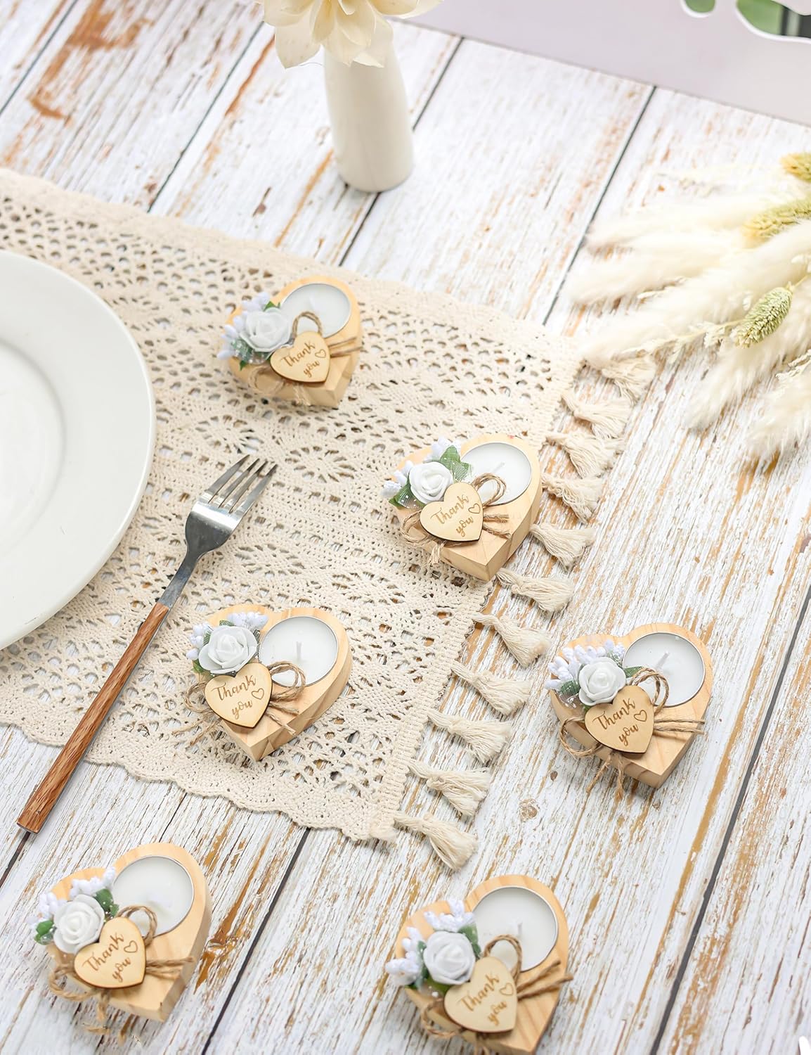 Wooden Tea Light Candle Holders for Wedding Favors 50 Pieces