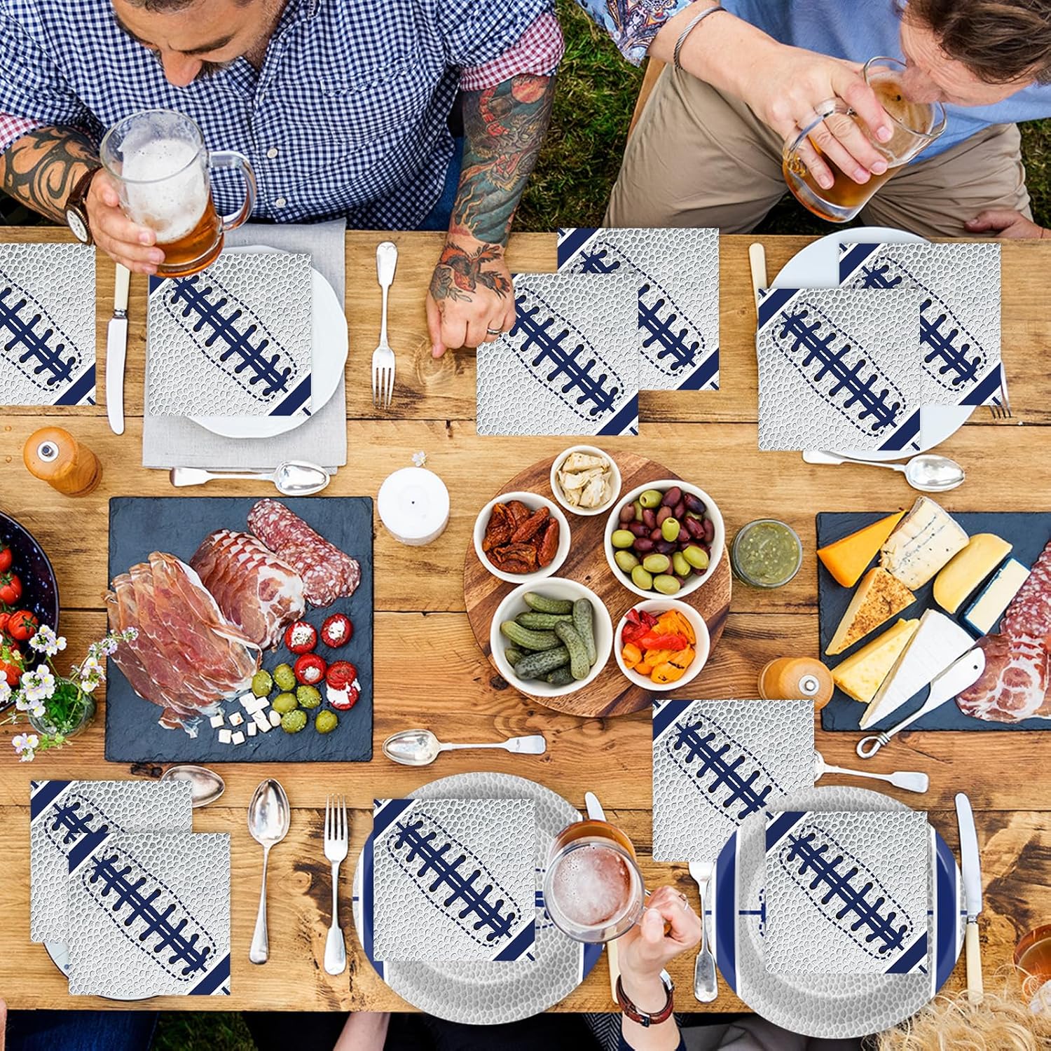 Qyeahkj 50Pcs Blue White Cowboys Football Napkins