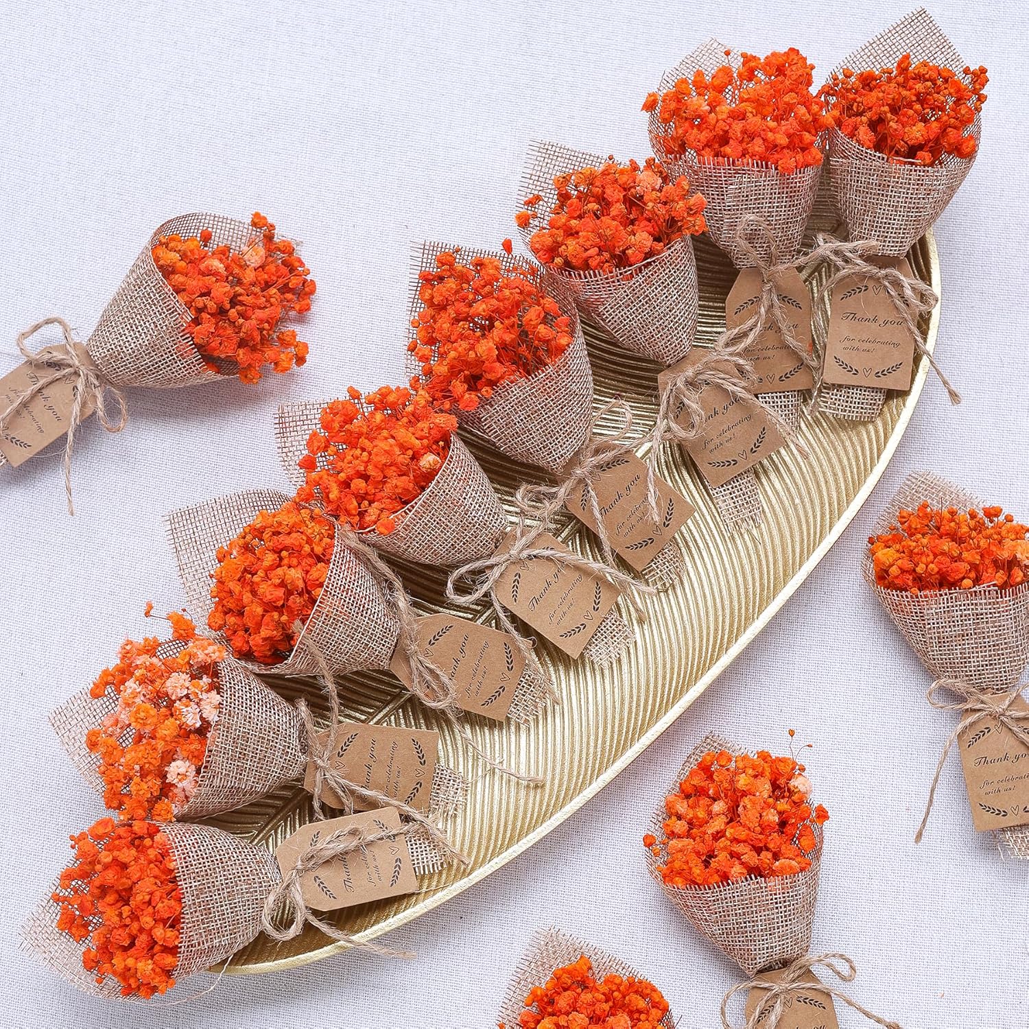 20-Piece Mini Magnet Dried Flower Bouquet Set Orange